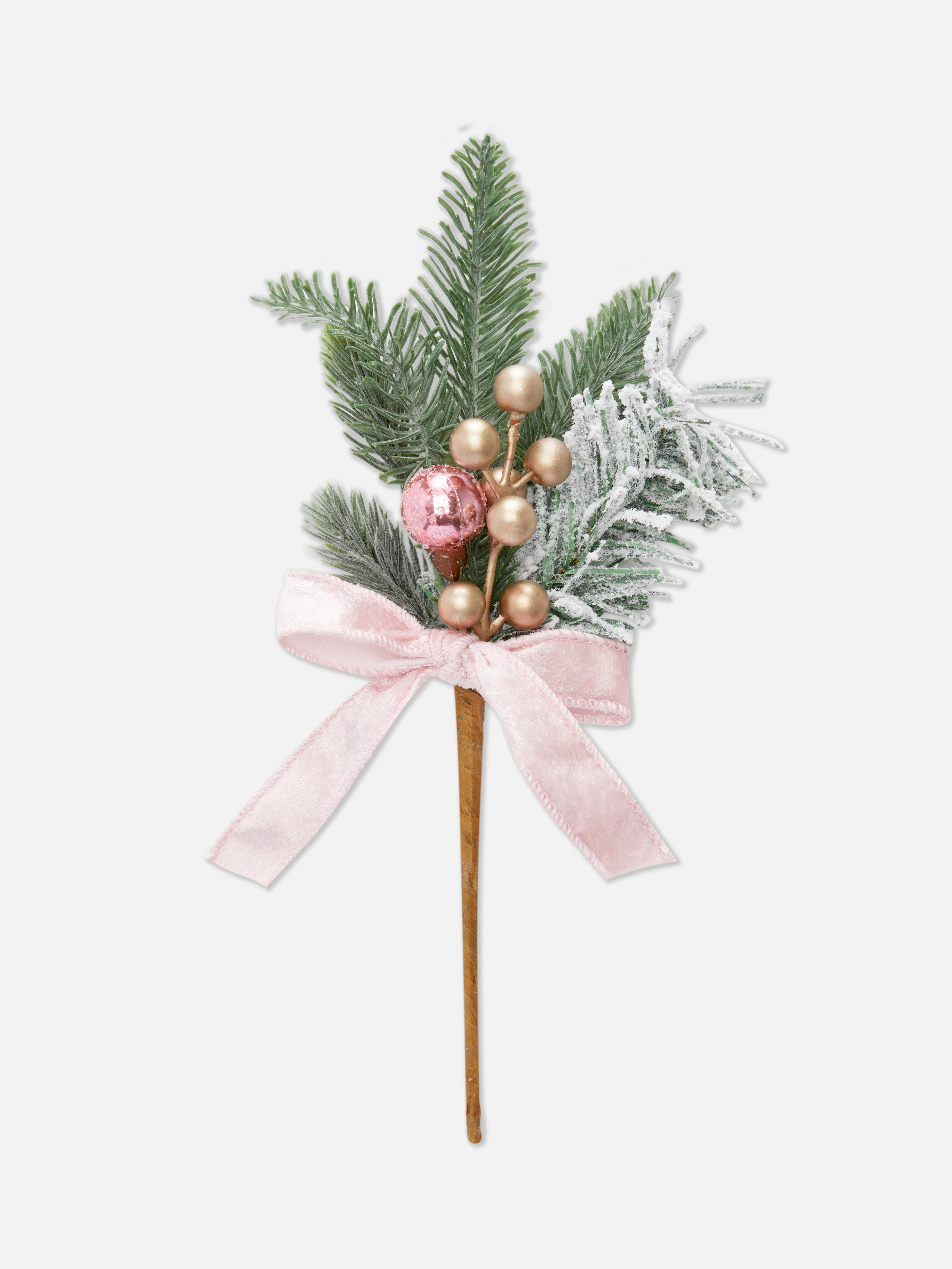 Bow and Bauble Christmas Pick Pink