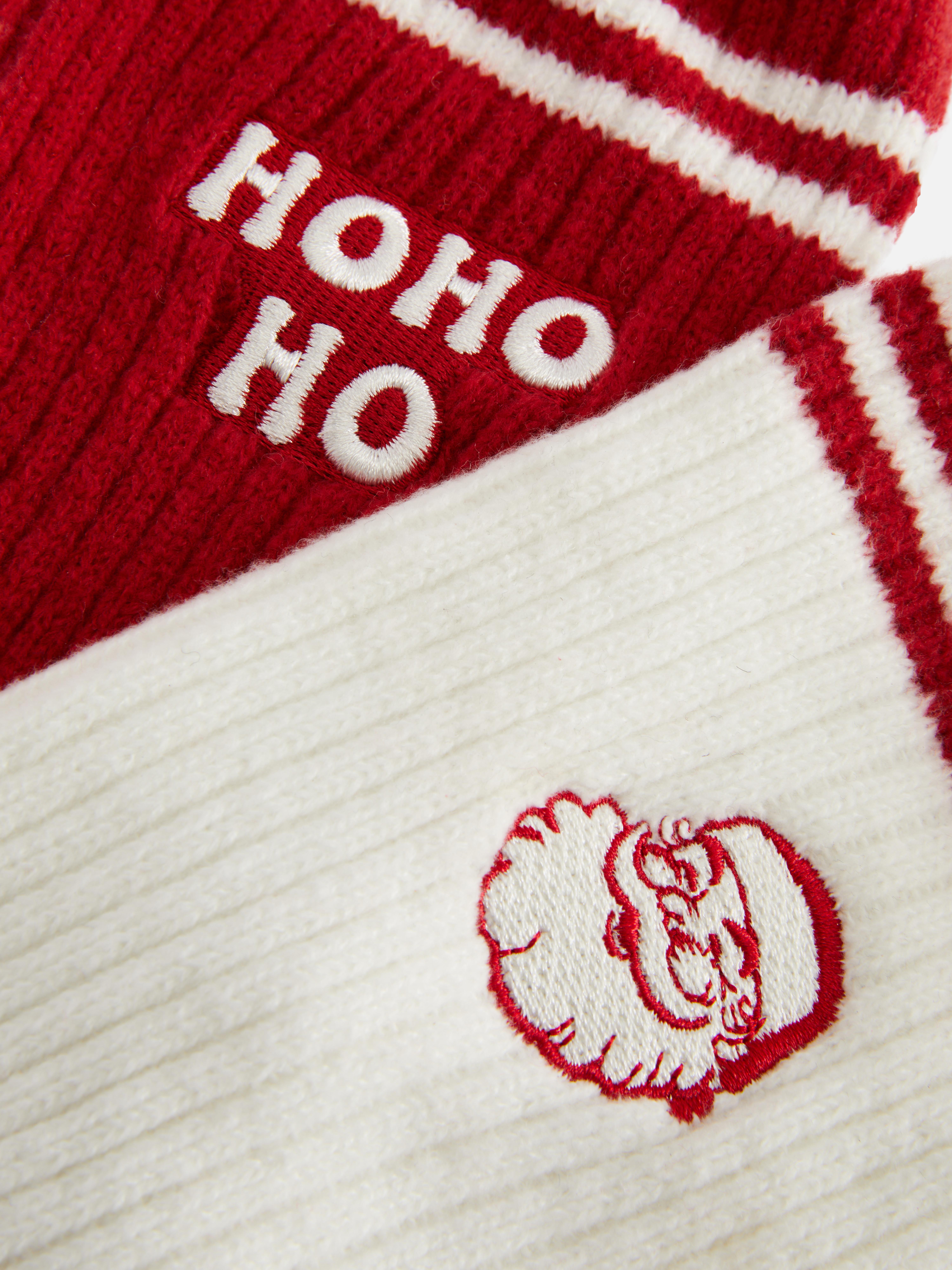 Socken mit Weihnachtsmann-Stickerei, 2er-Pack