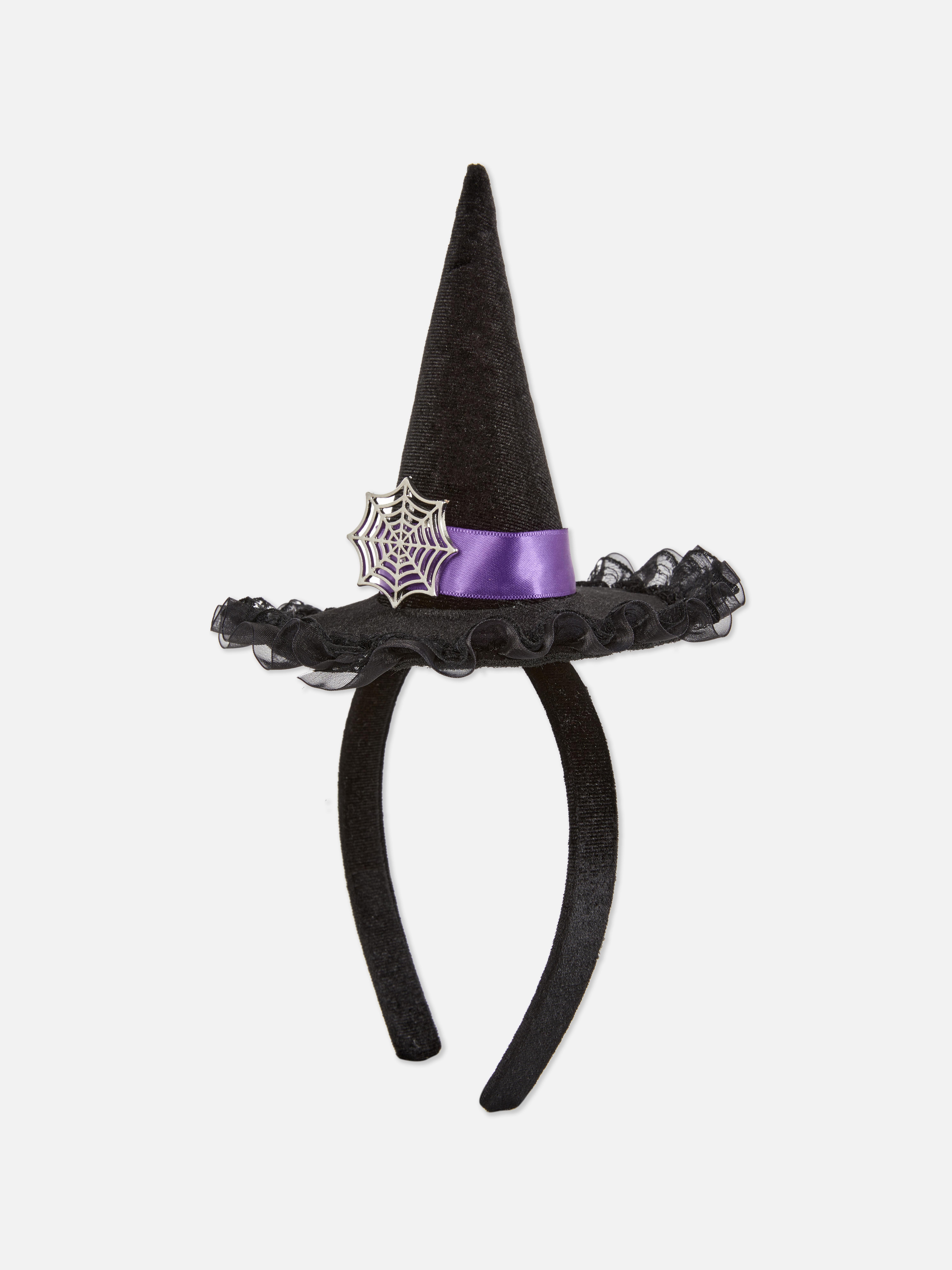 Halloweenská čelenka s čarodějnickým kloboukem