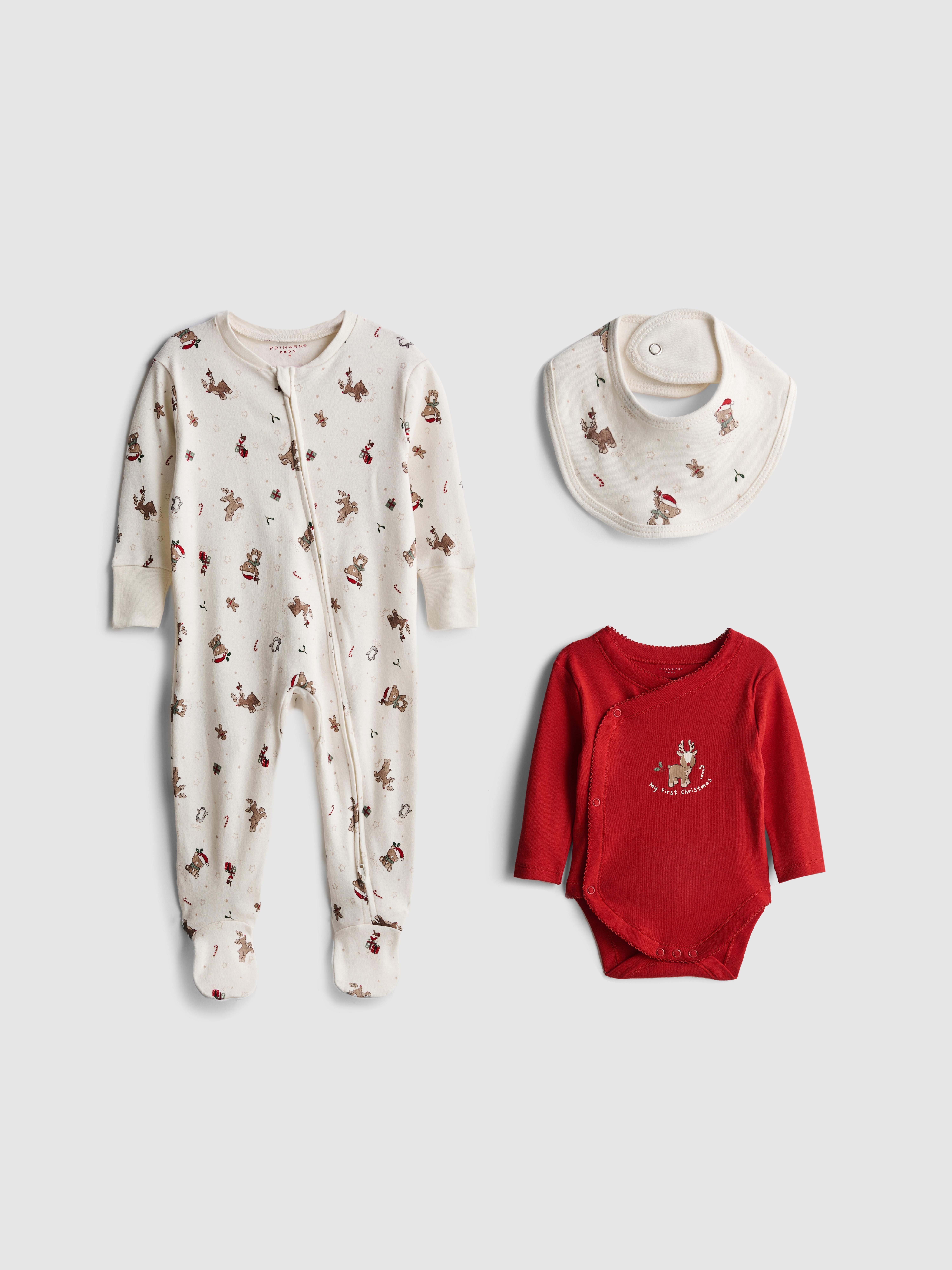 0-9mths | 3-Piece Christmas Graphic Newborn Starter Set
