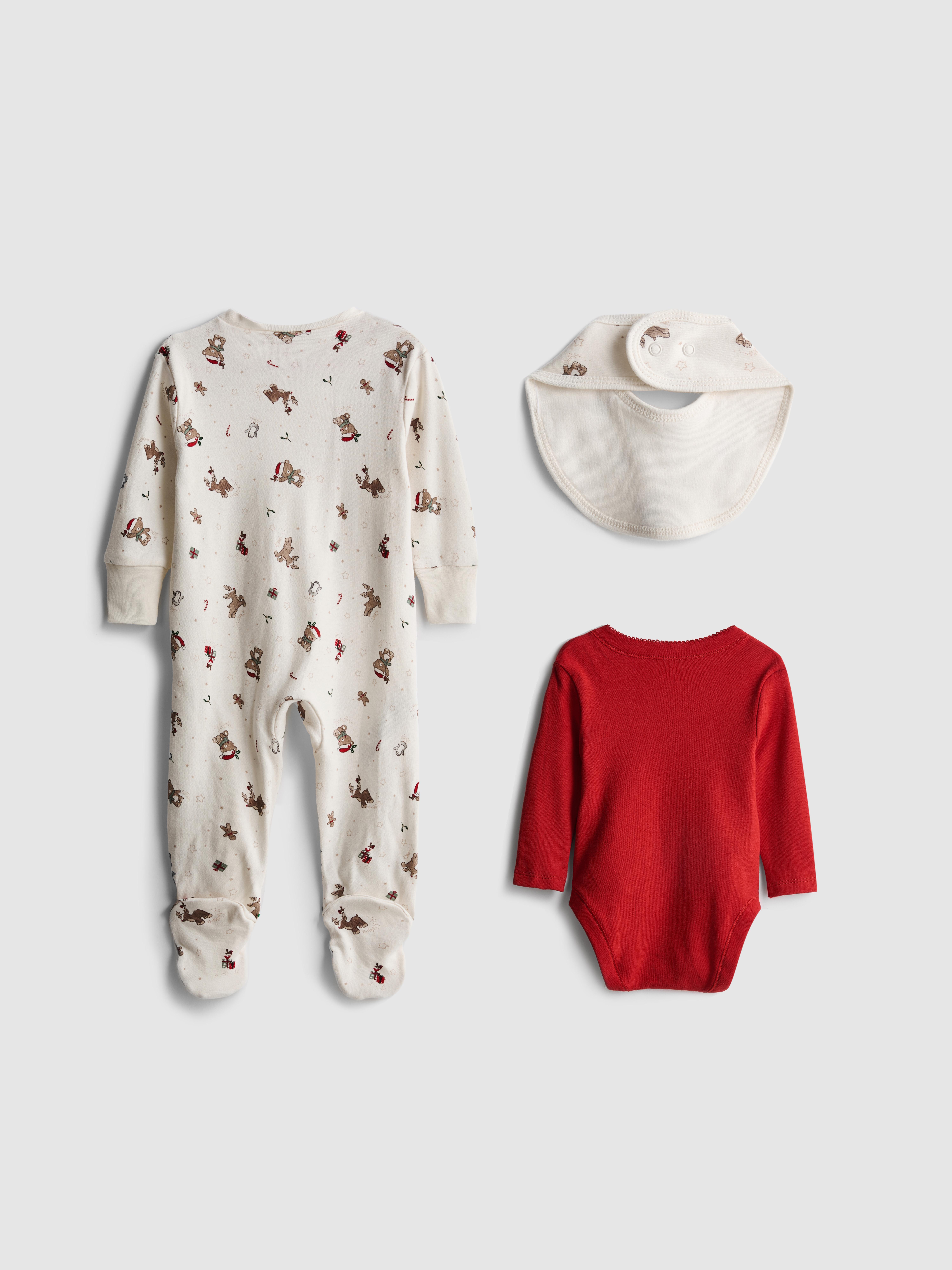 0-9mths | 3-Piece Christmas Graphic Newborn Starter Set