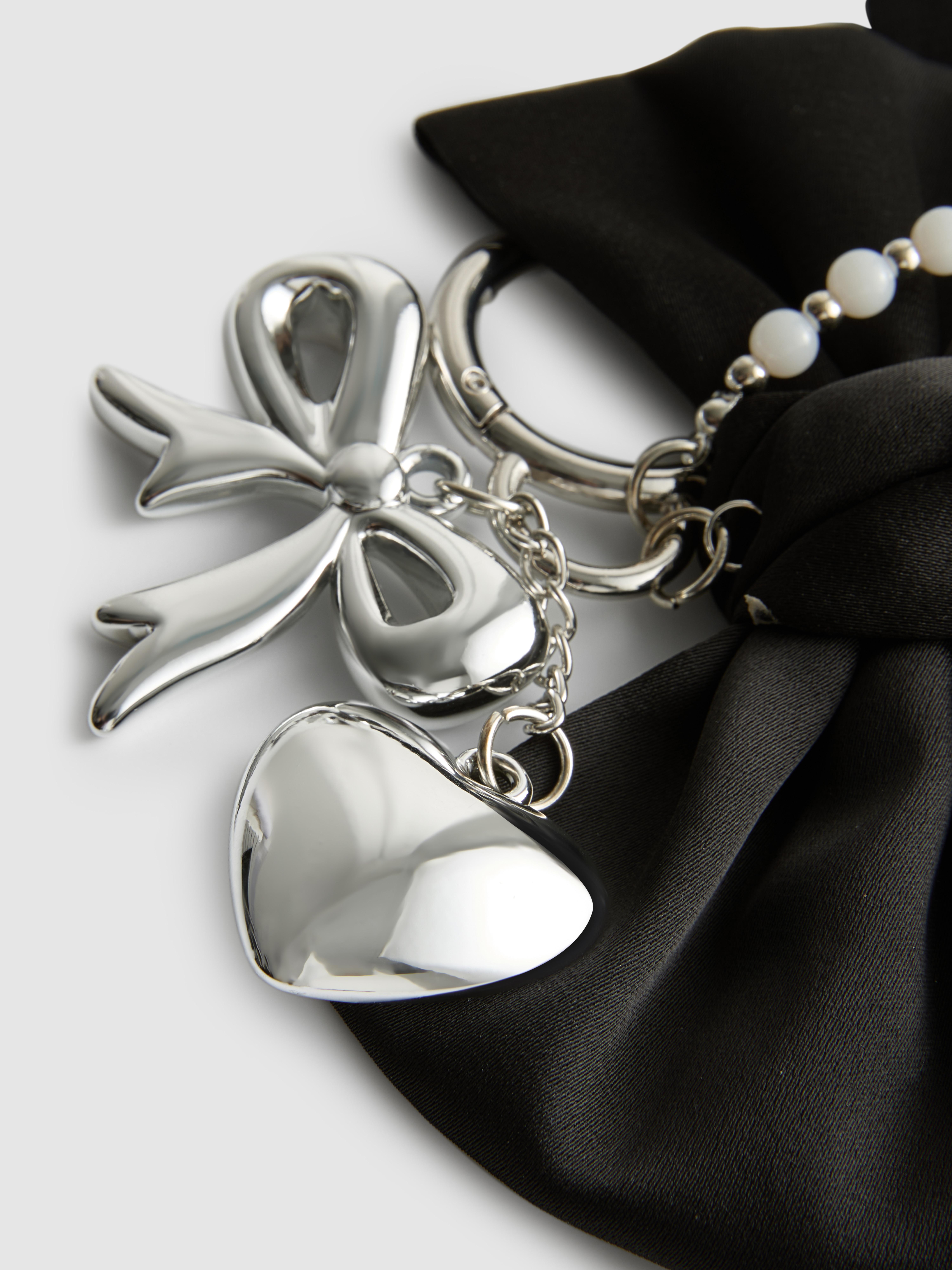 Bow And Faux Pearl Initial Bag Charm