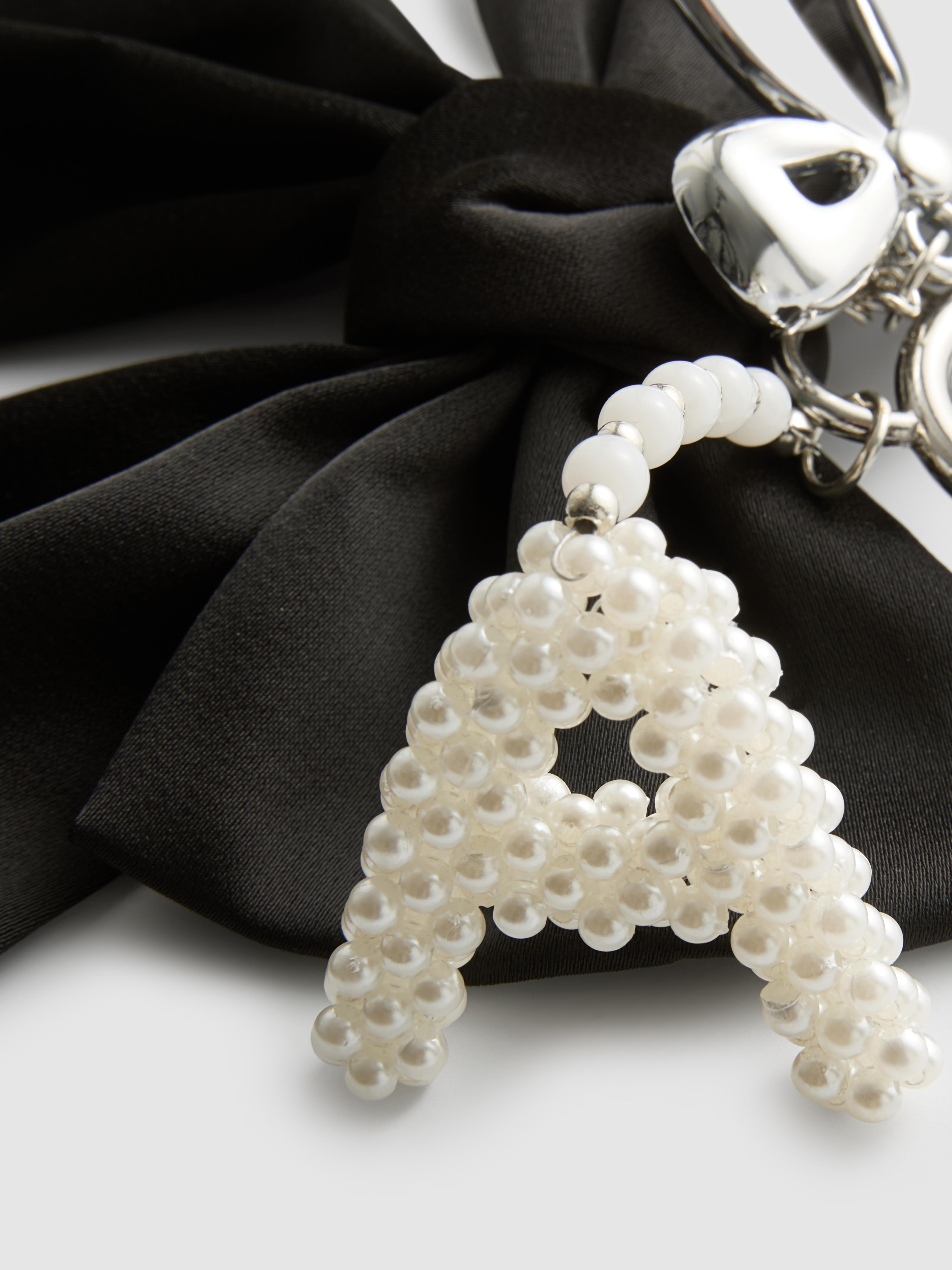 Bow And Faux Pearl Initial Bag Charm