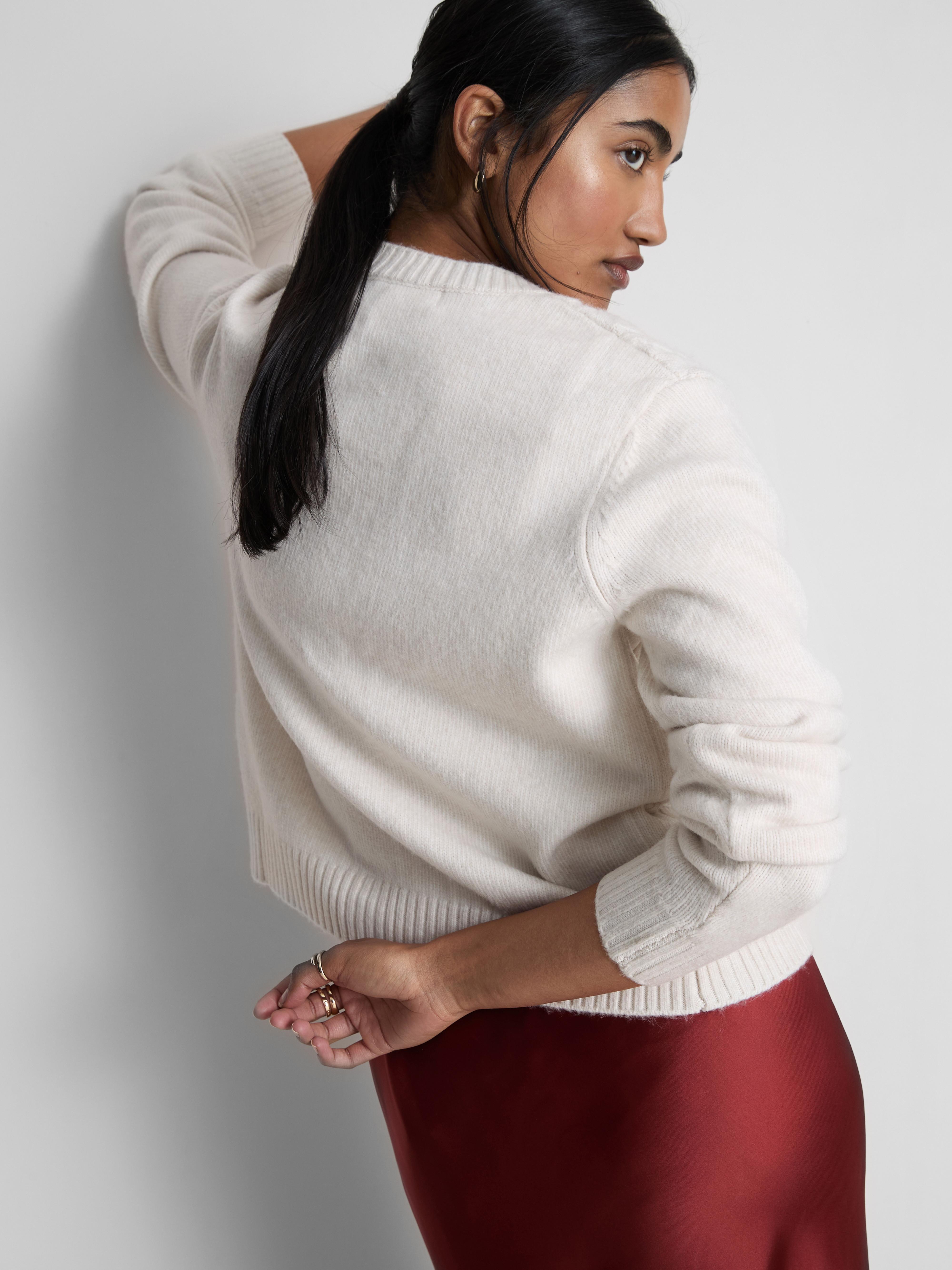 Casaco gola redonda malha entrançada