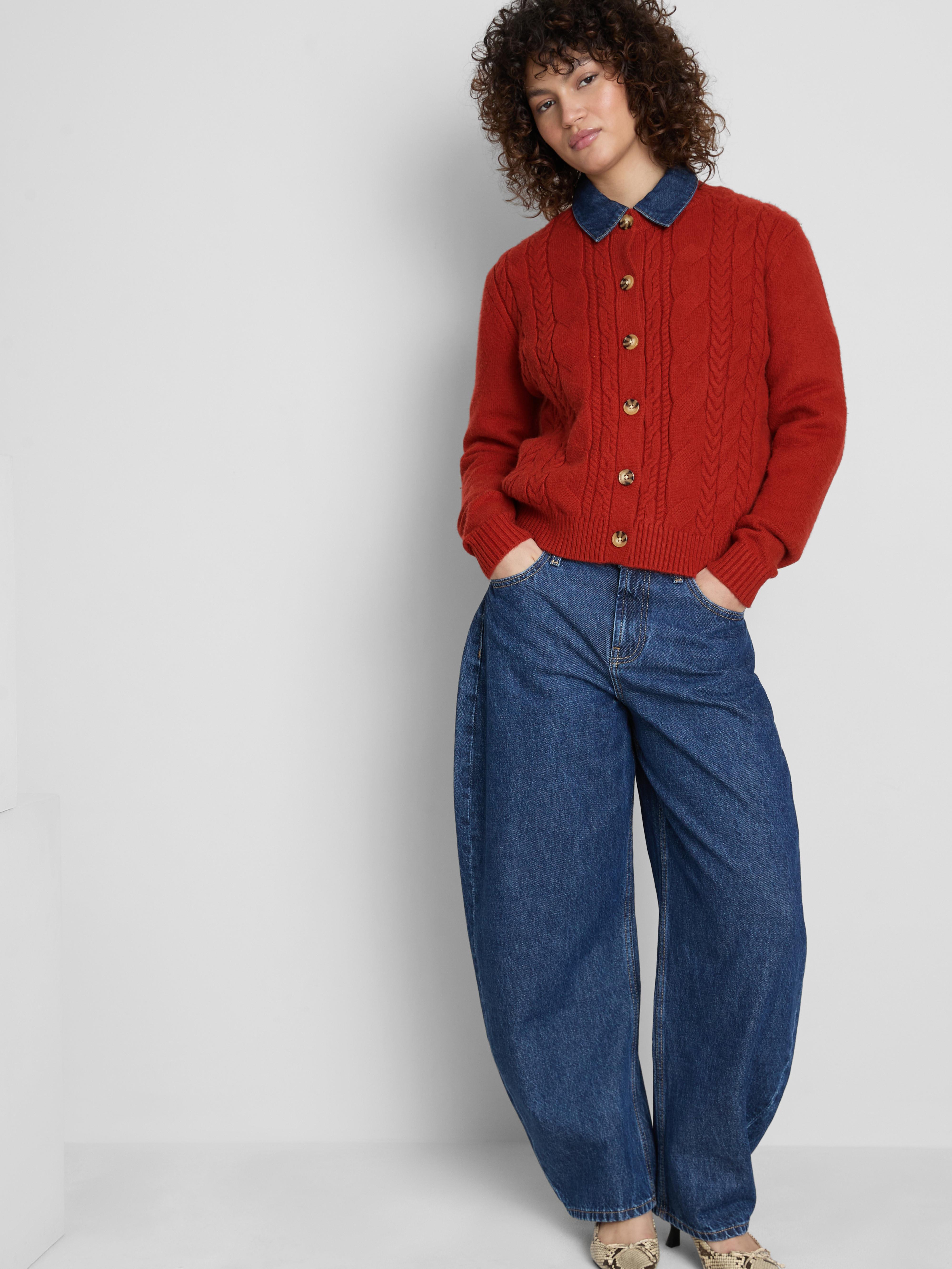 Cable Knit Crew Neck Cardigan