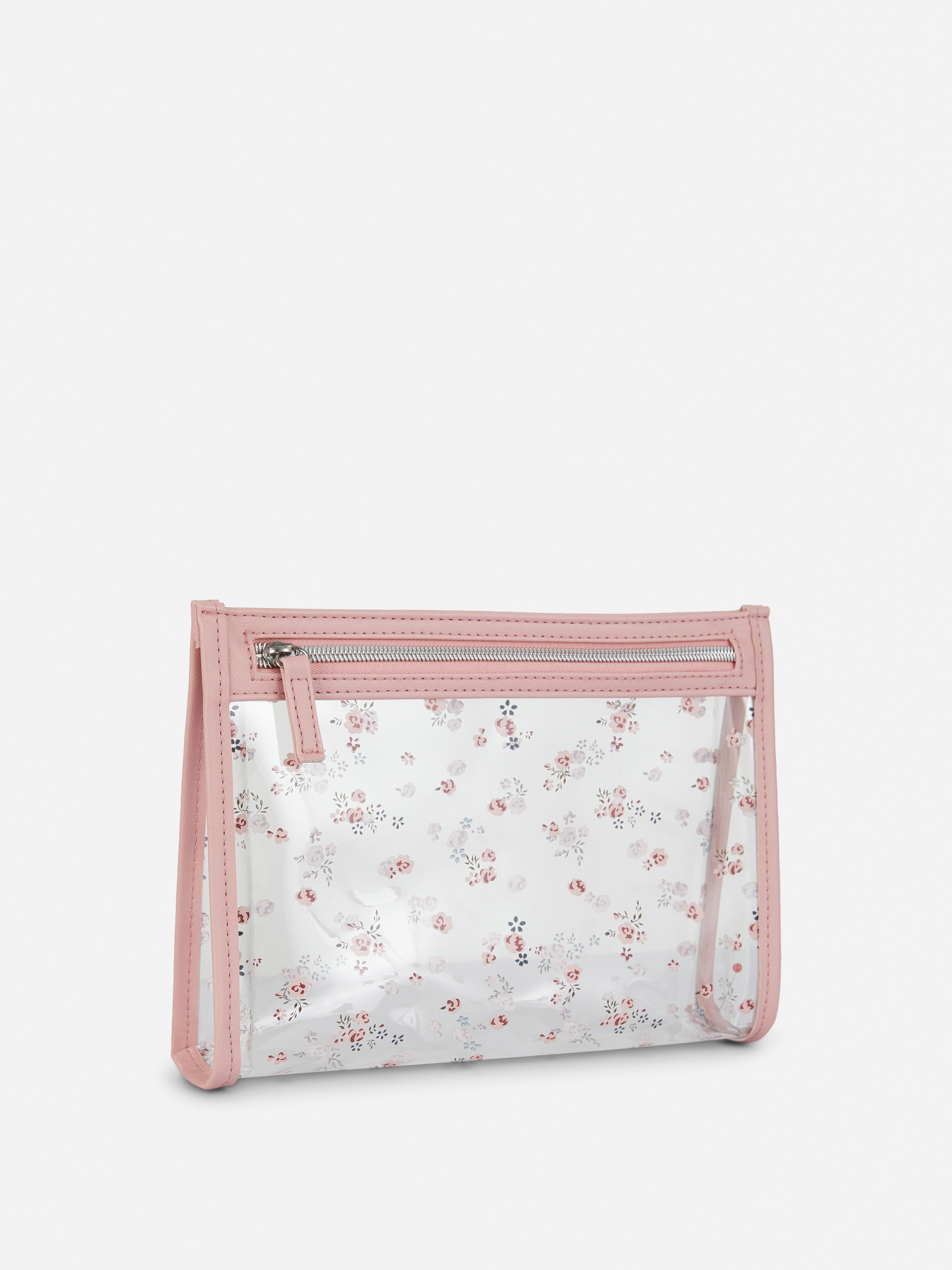 Trousse à maquillage transparente à motif floral