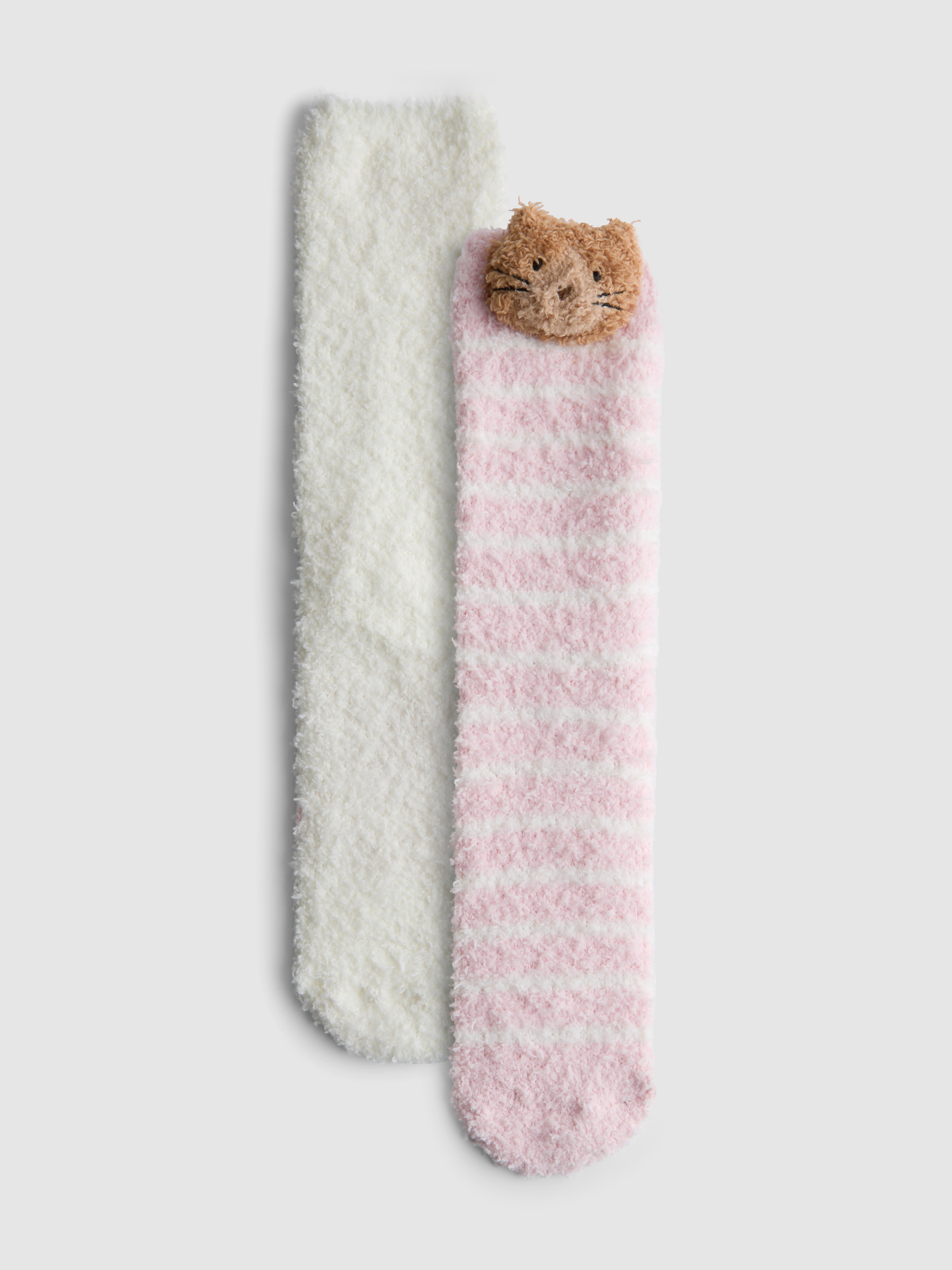2pk Cosy Cat Slipper Socks