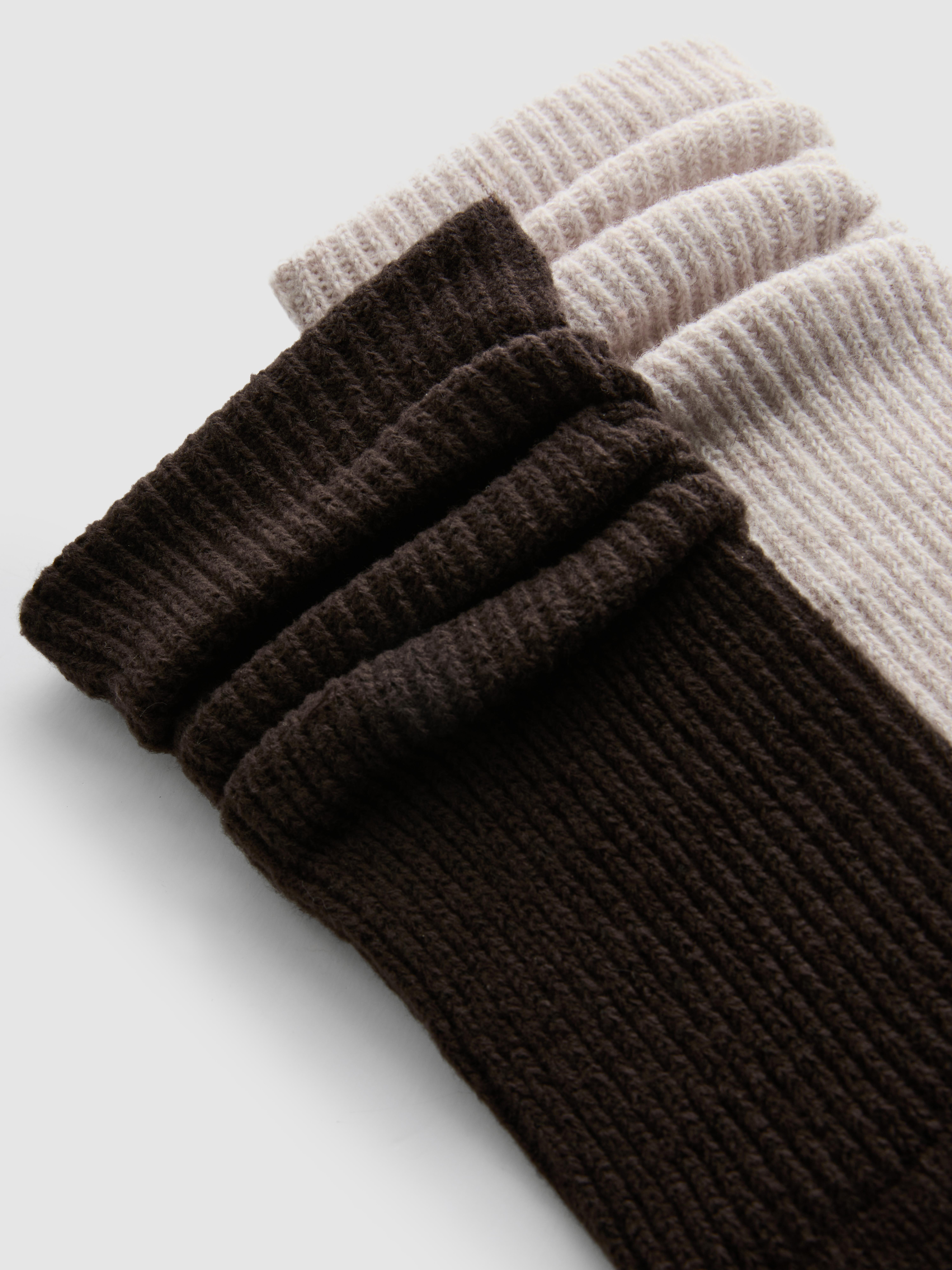 2pk Ribbed Crew Slipper Socks