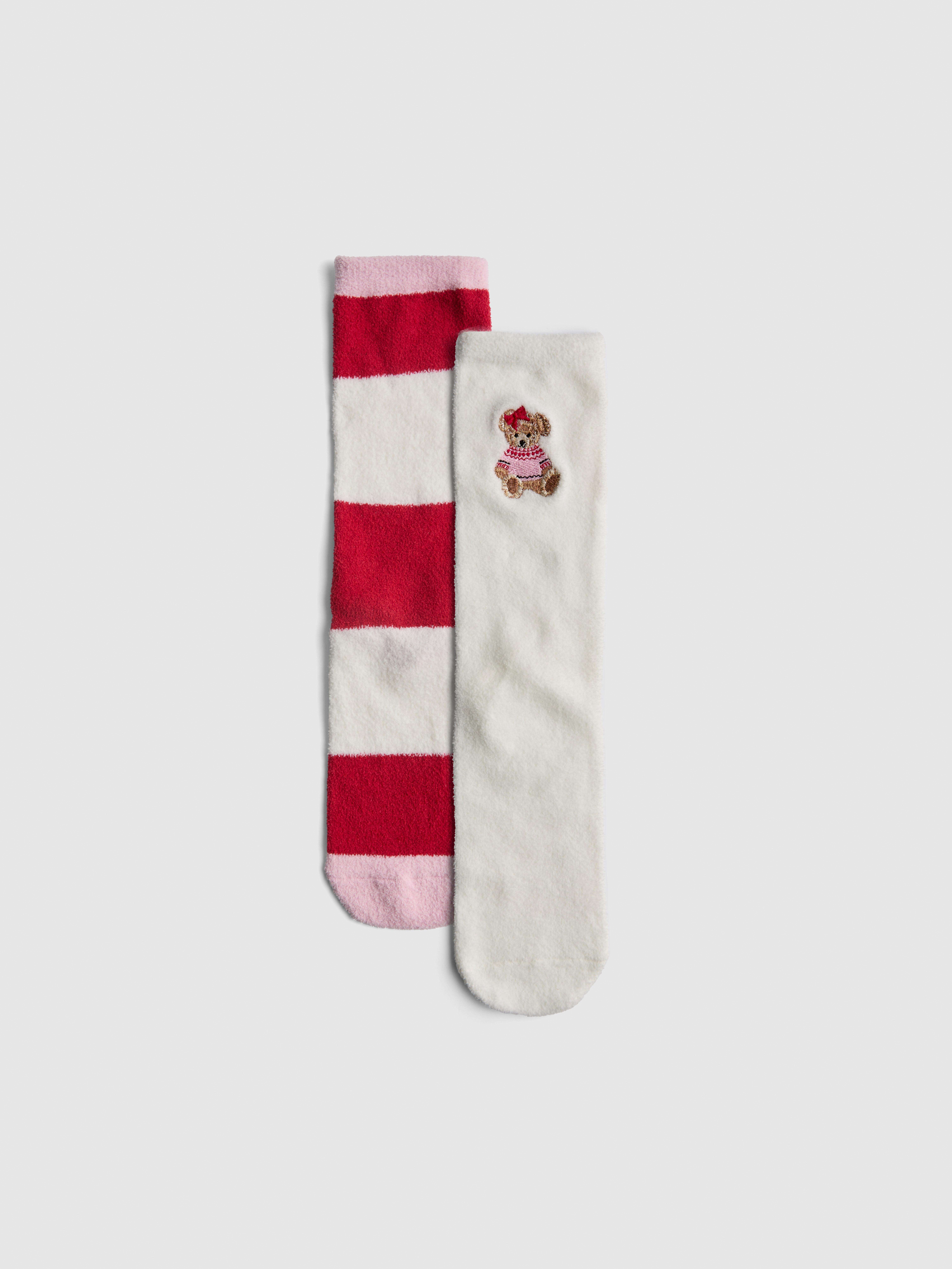Pack 2 pares pantufas tipo meia confortáveis urso