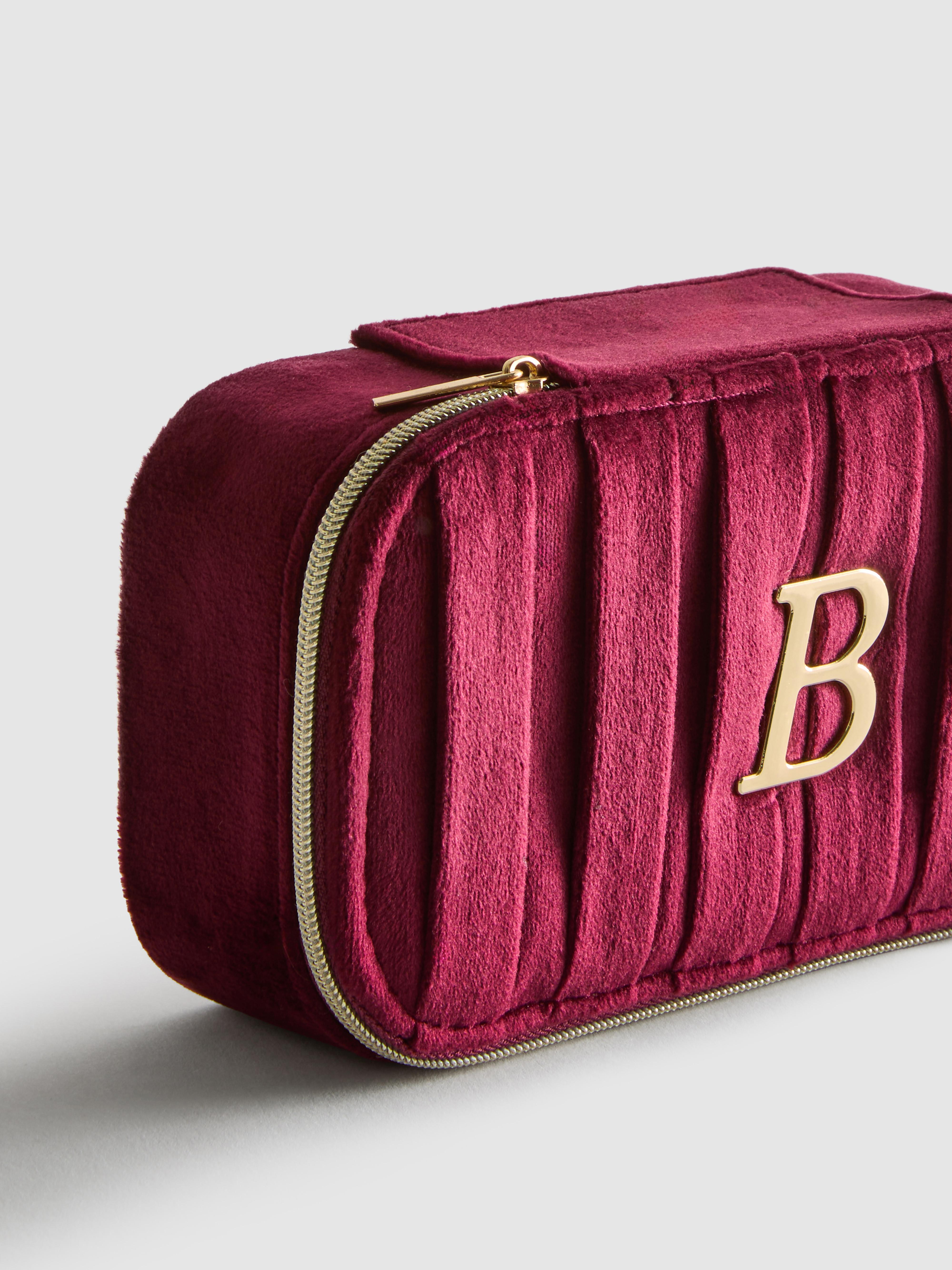 Rectangle Velvet Initial Jewellery Box