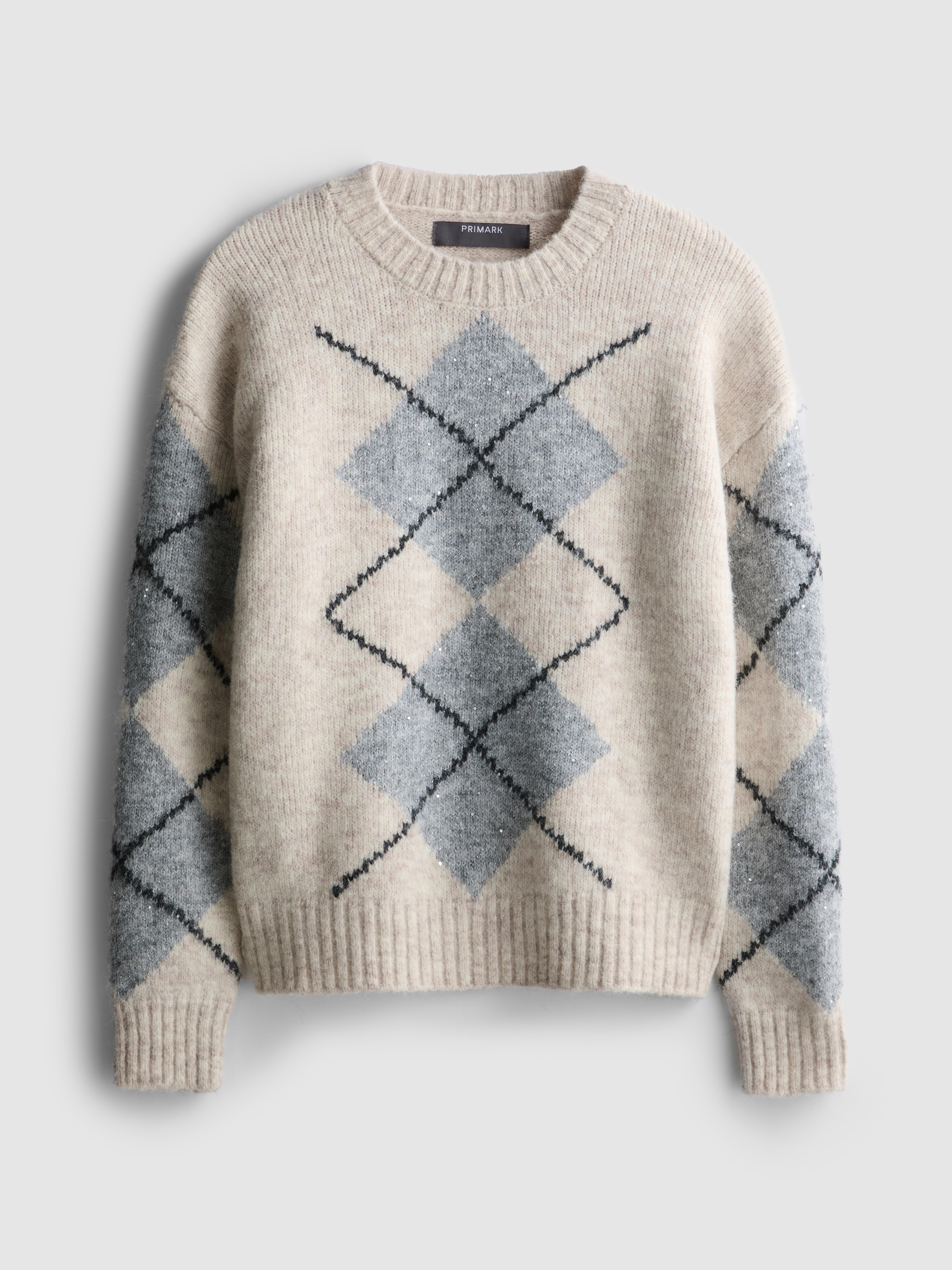 Knitted Argyle Detail Jumper