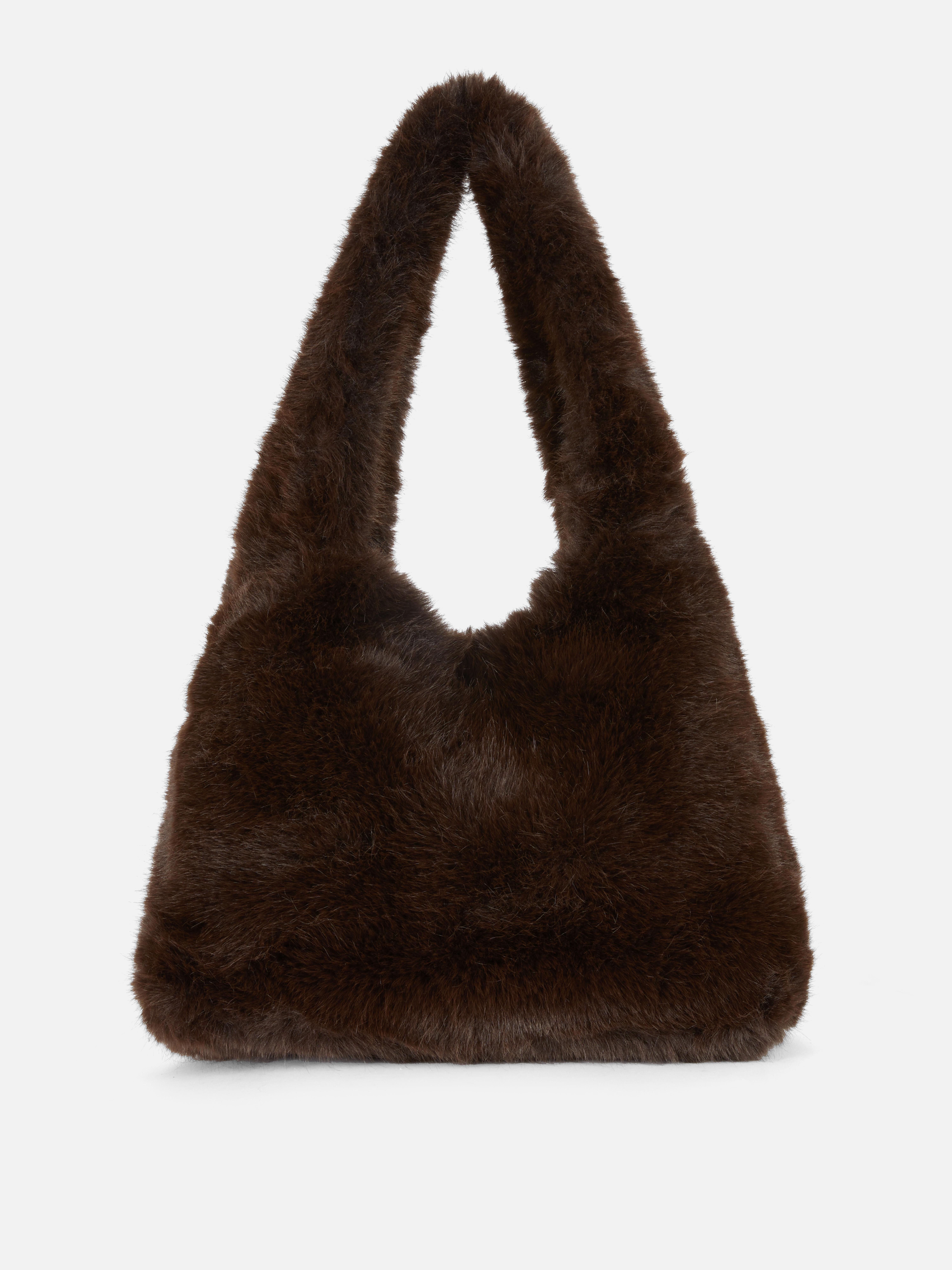 Rita Ora Curved Faux Fur Shopper Bag