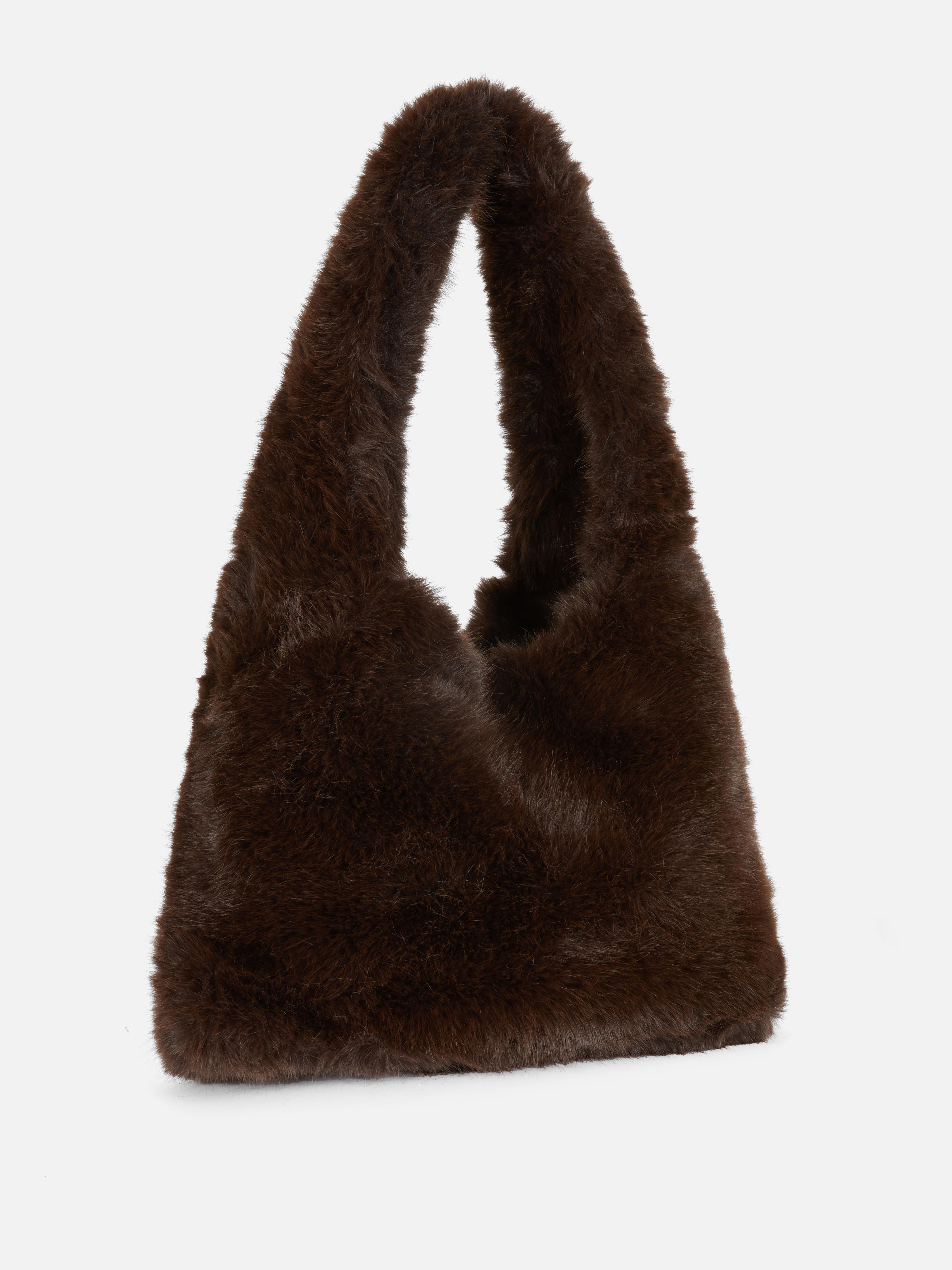 Rita Ora Curved Faux Fur Shopper Bag