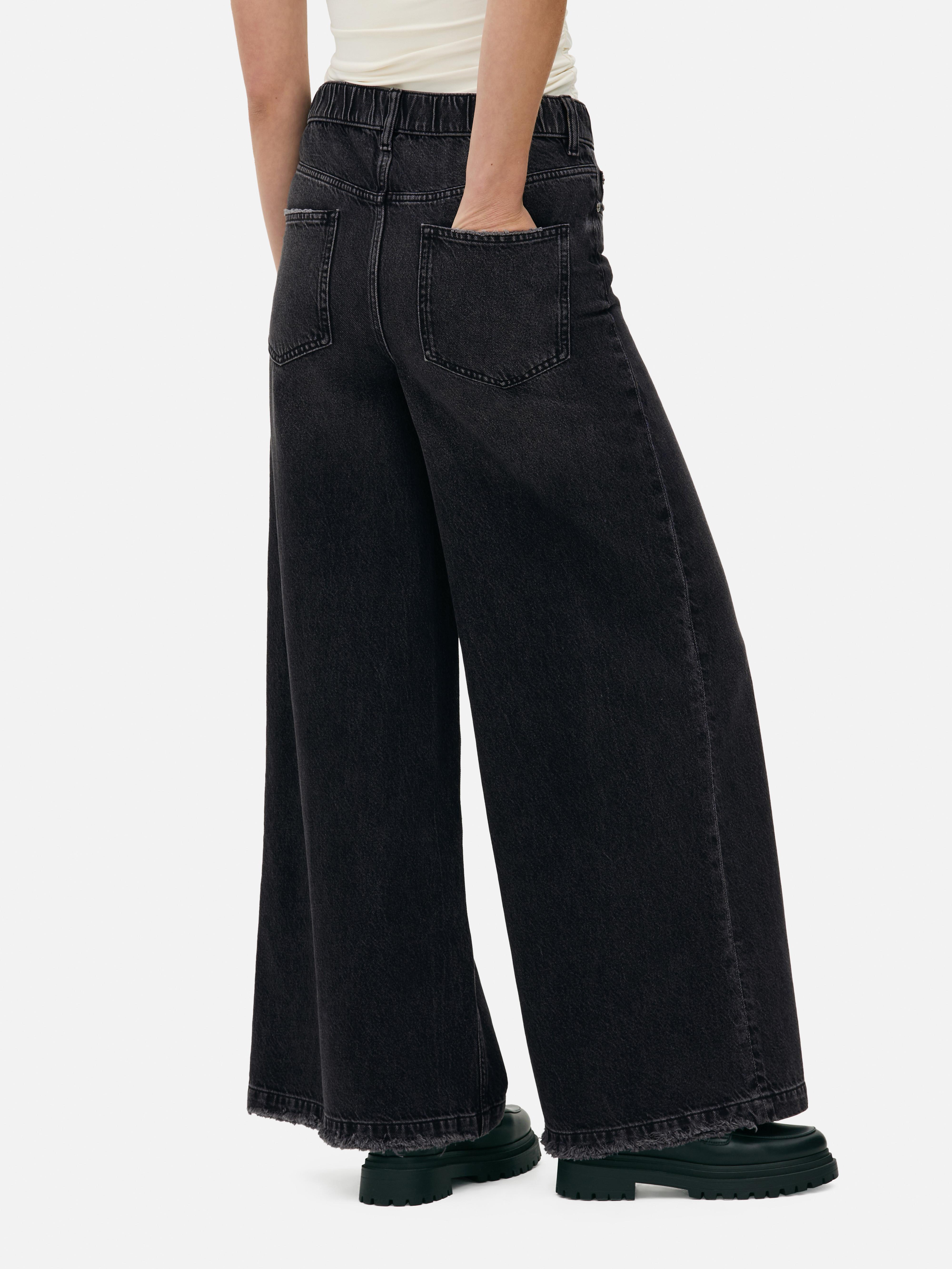 Elastische Palazzo-Jeans mit hohem Bund