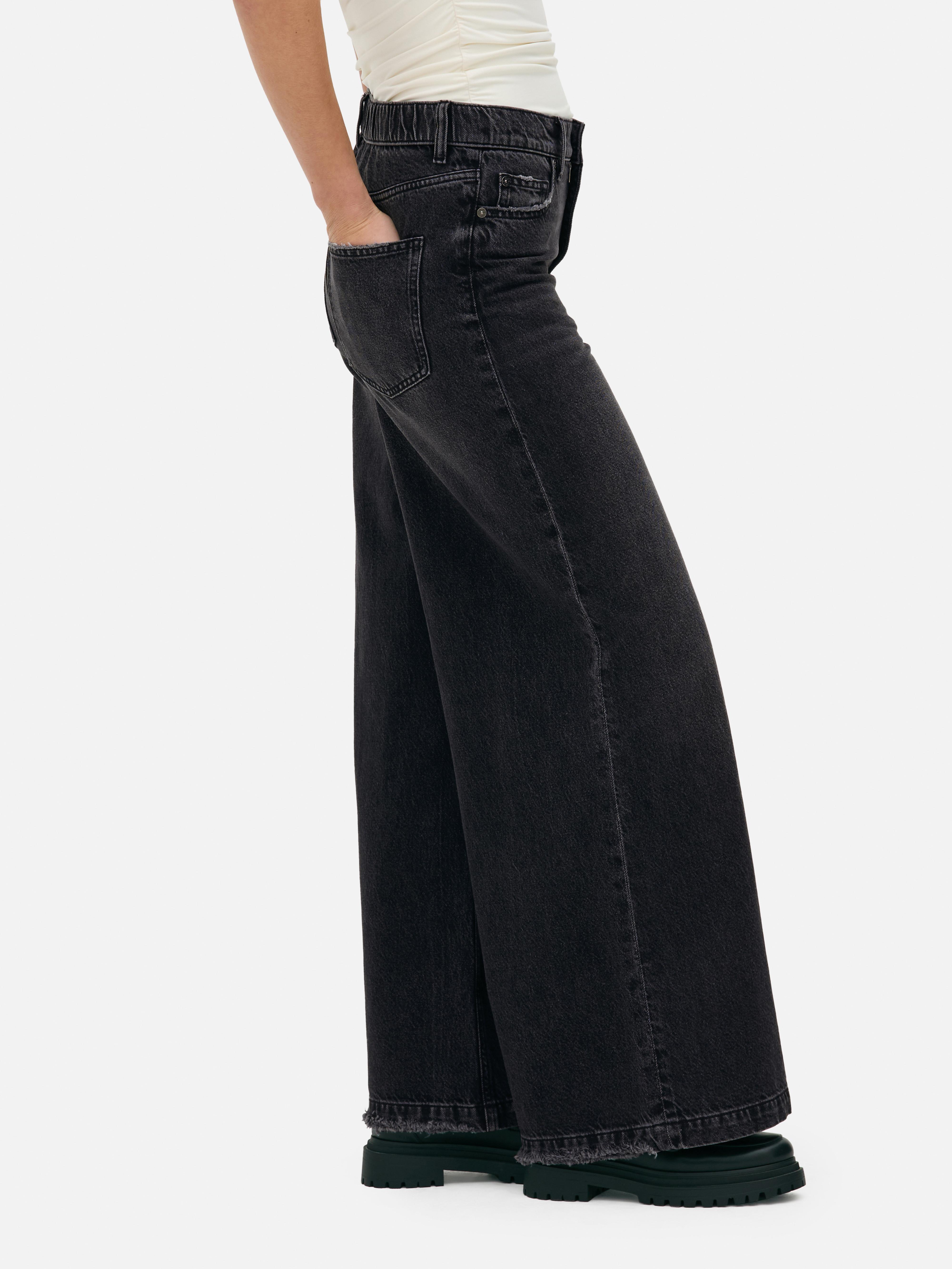 Elastische Palazzo-Jeans mit hohem Bund