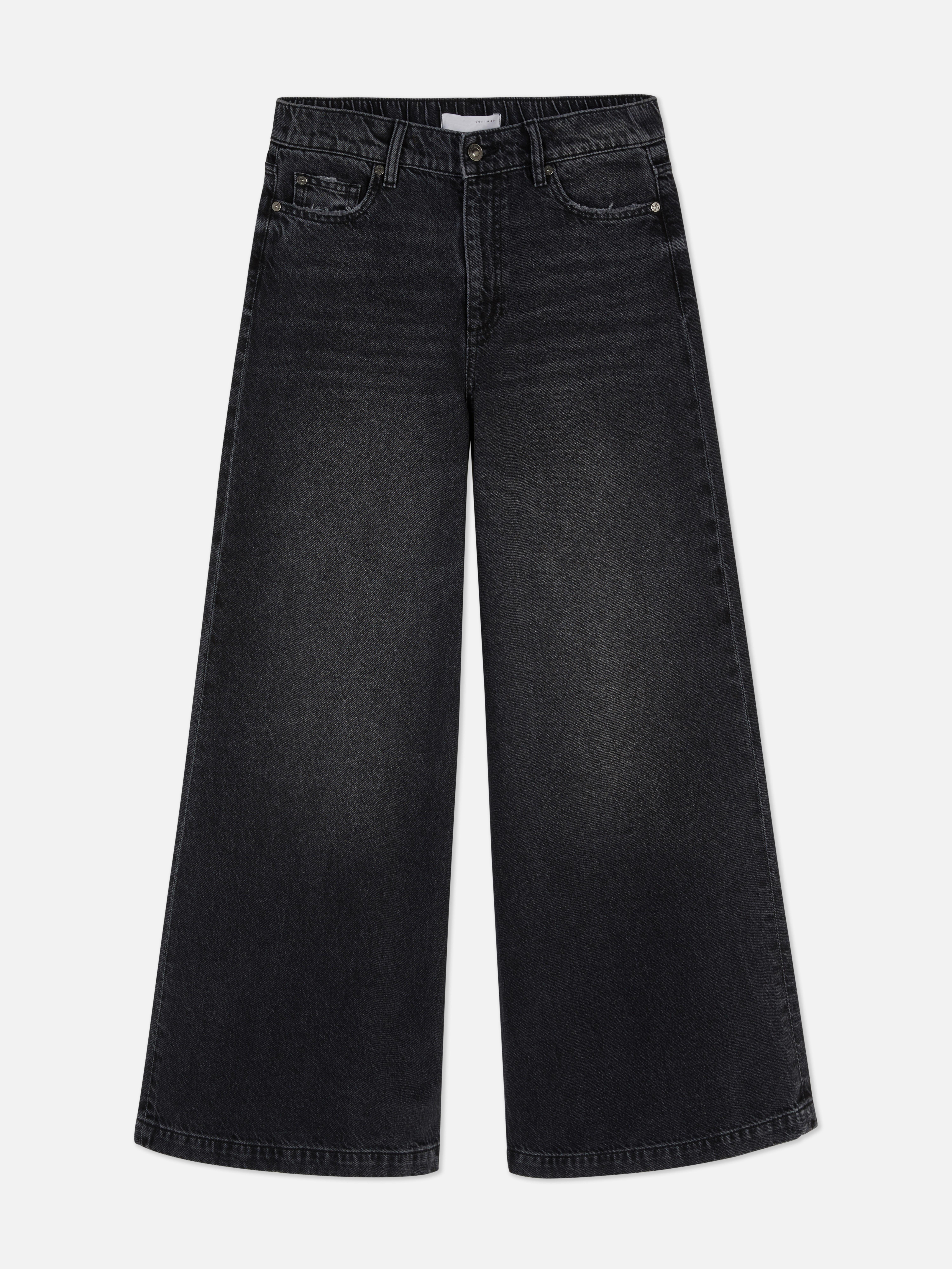 Elastische Palazzo-Jeans mit hohem Bund