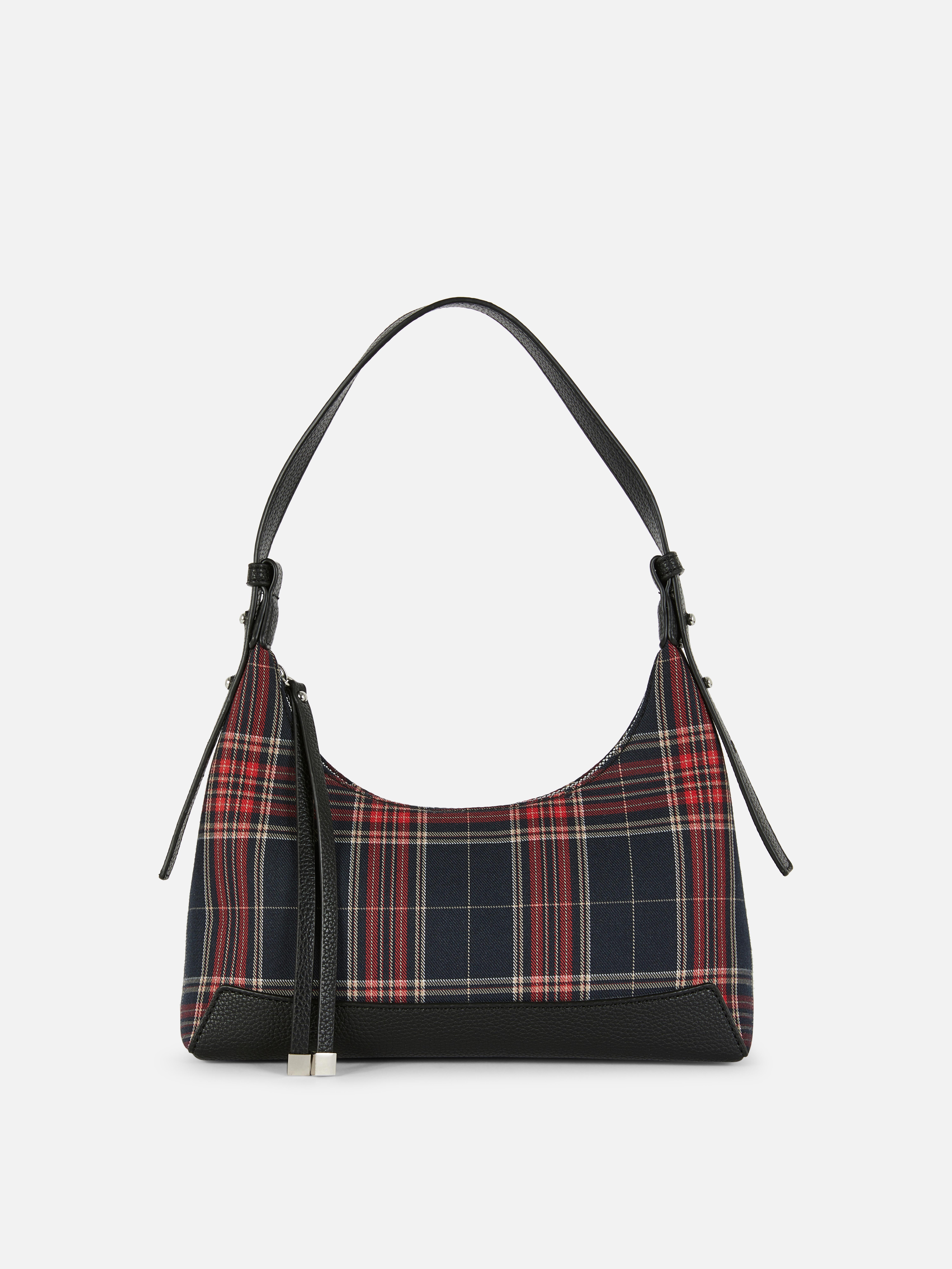 Rita Ora Tartan Curved Shoulder Bag