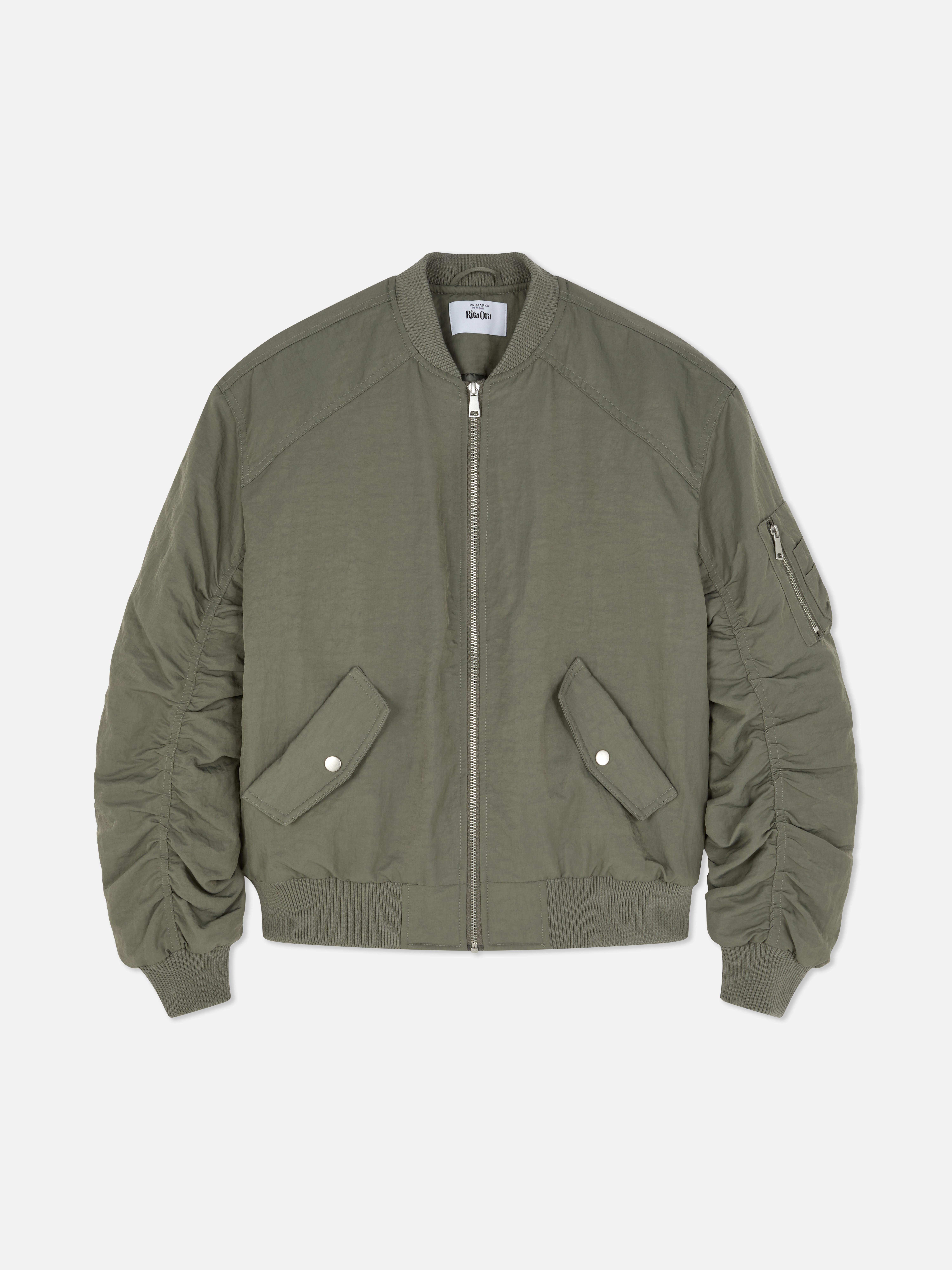 Blouson bomber à manches ruchées Rita Ora
