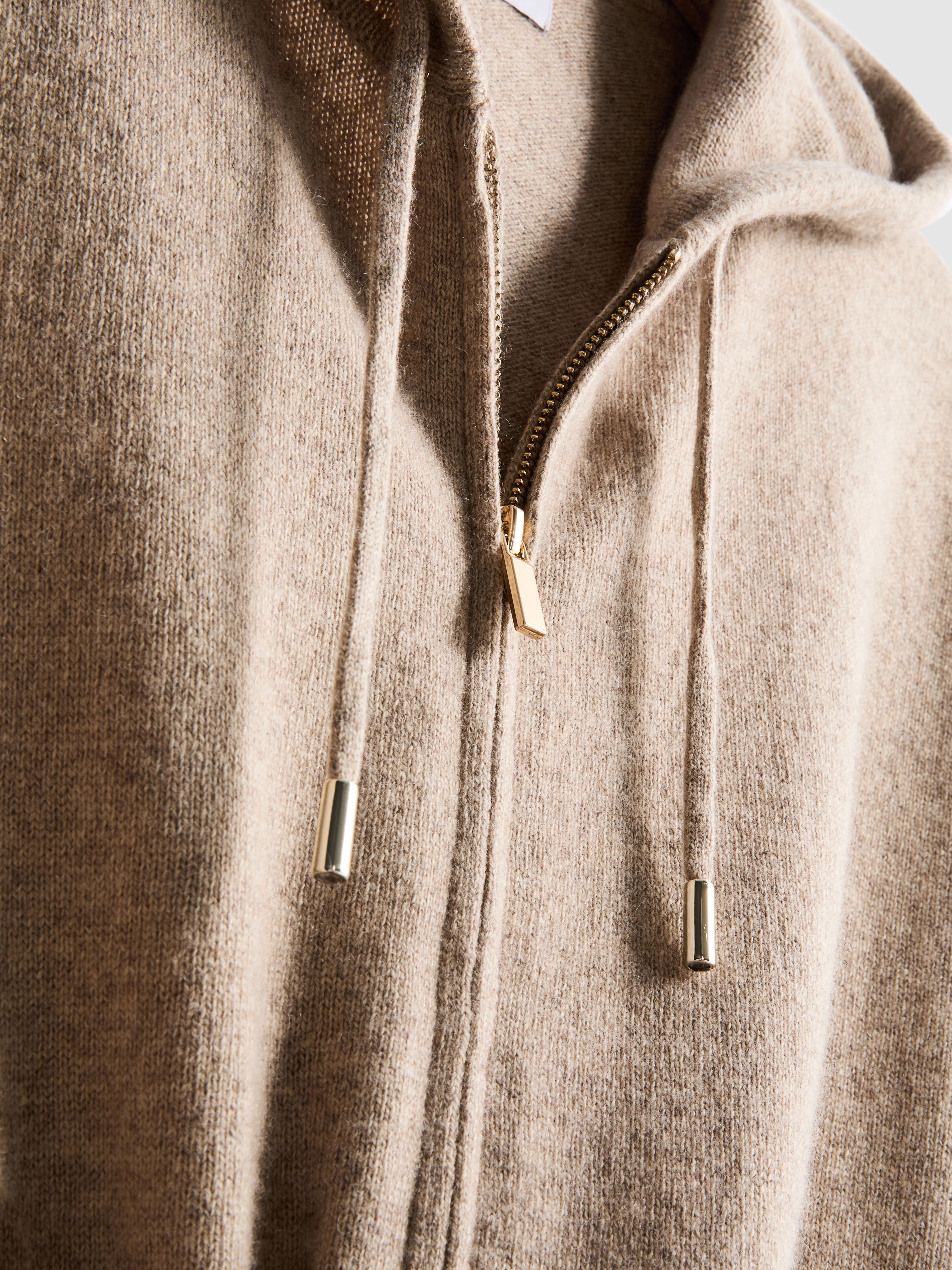 The Edit Wool Blend Zip Through Hoodie