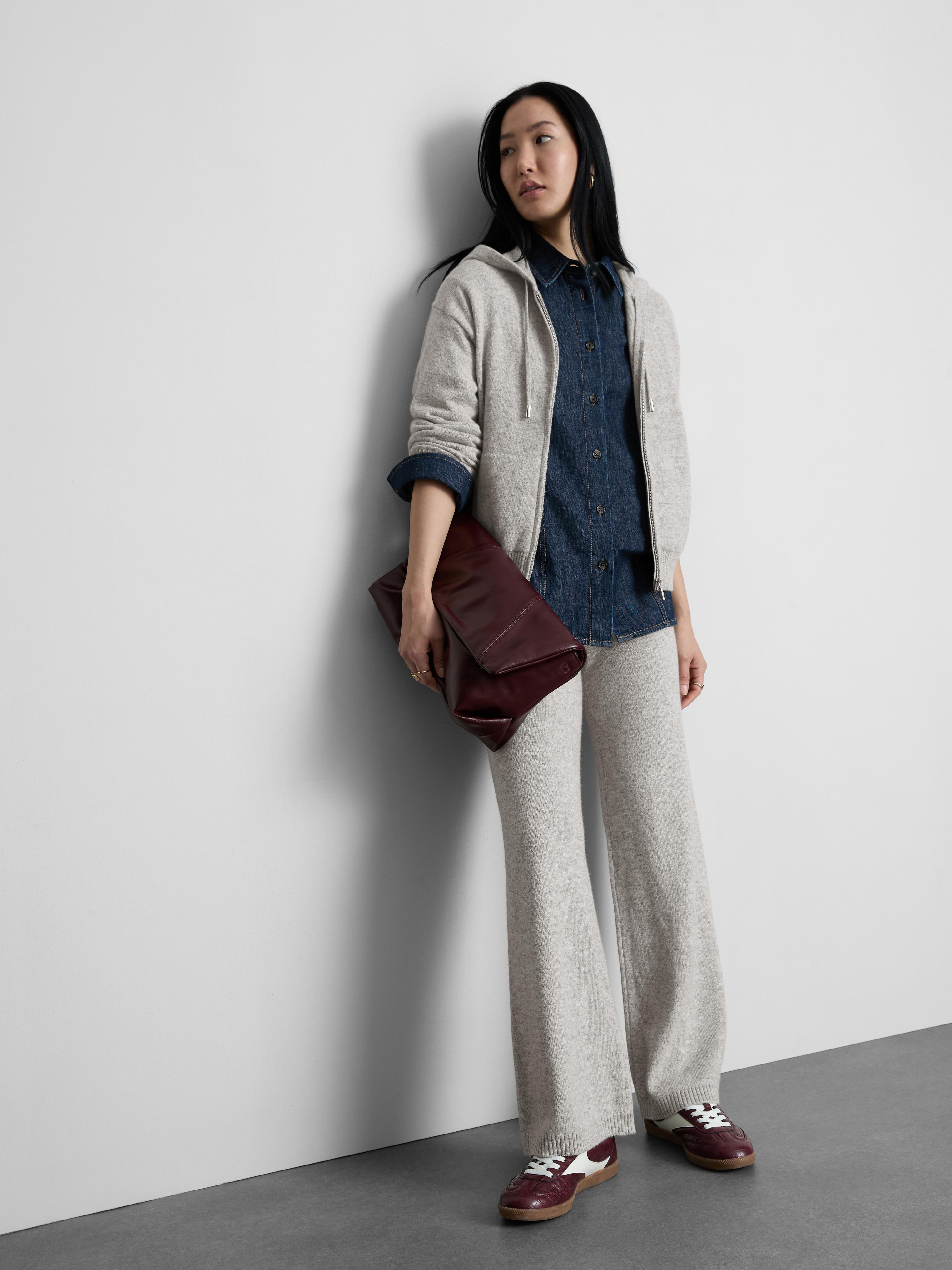 Women's Gray Heather The Edit Wool Mix Zip-Up Hoodie