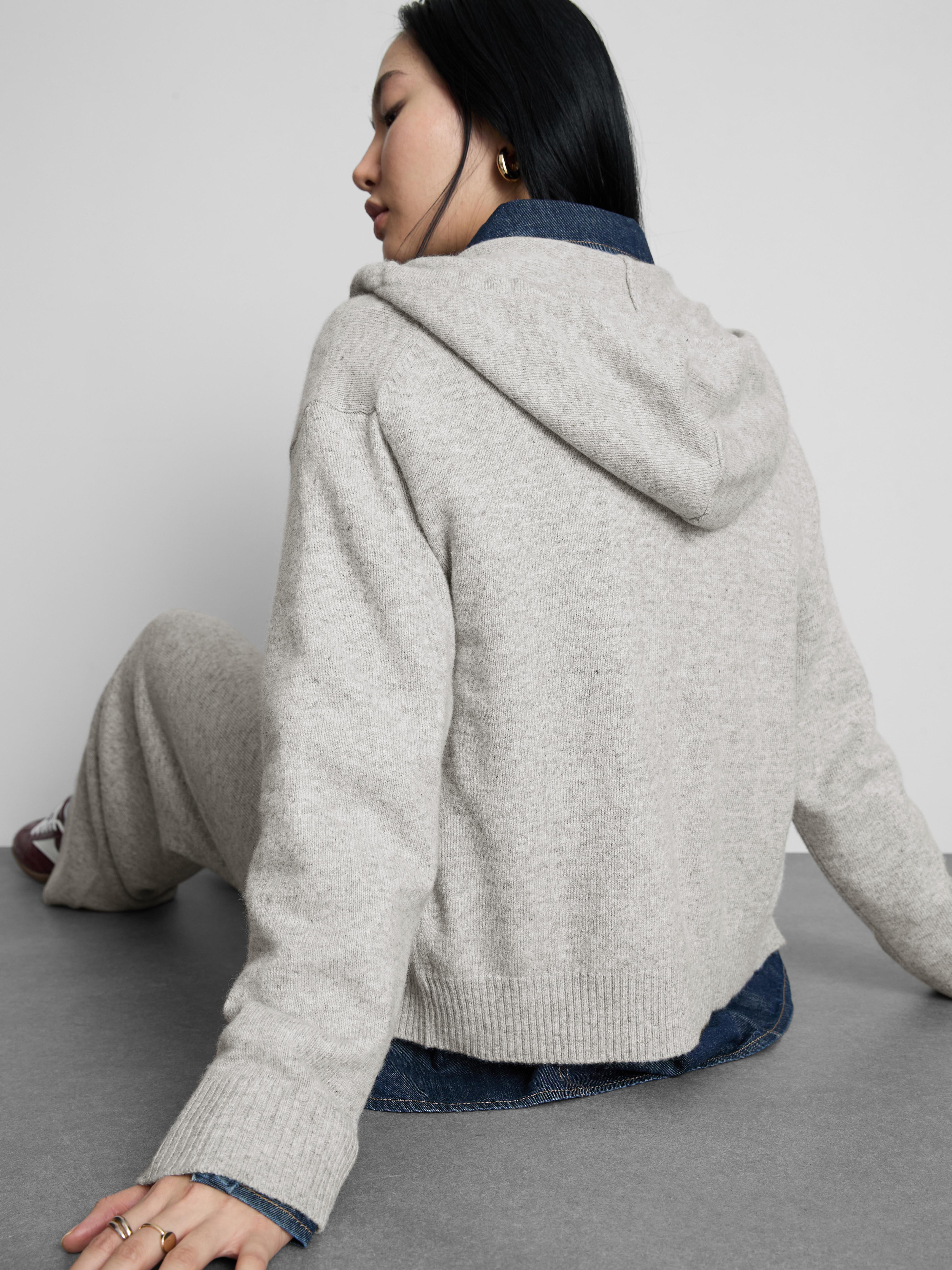 Women's Gray Heather The Edit Wool Mix Zip-Up Hoodie