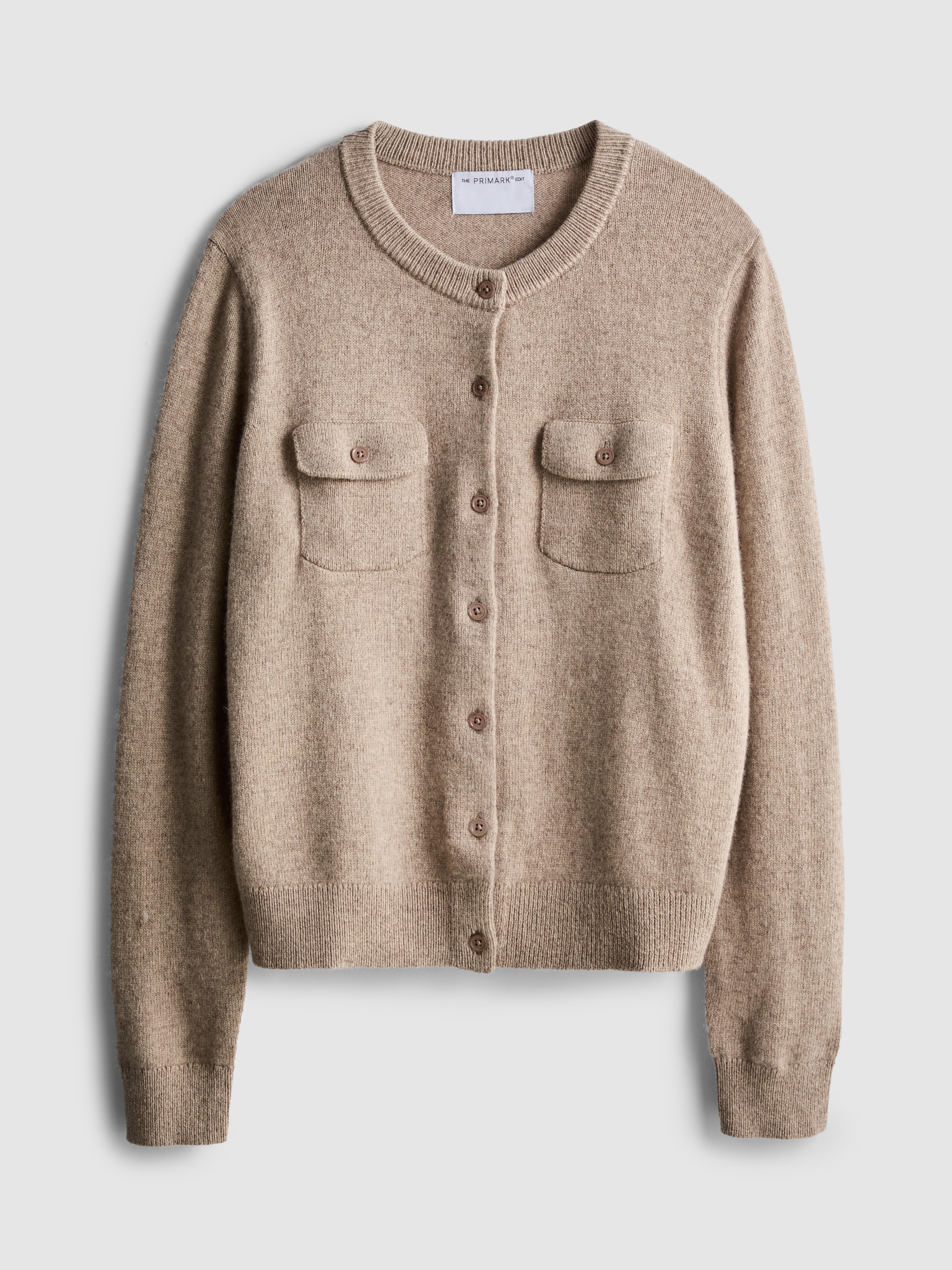 The Edit Wool Blend Patch Pocket Cardigan