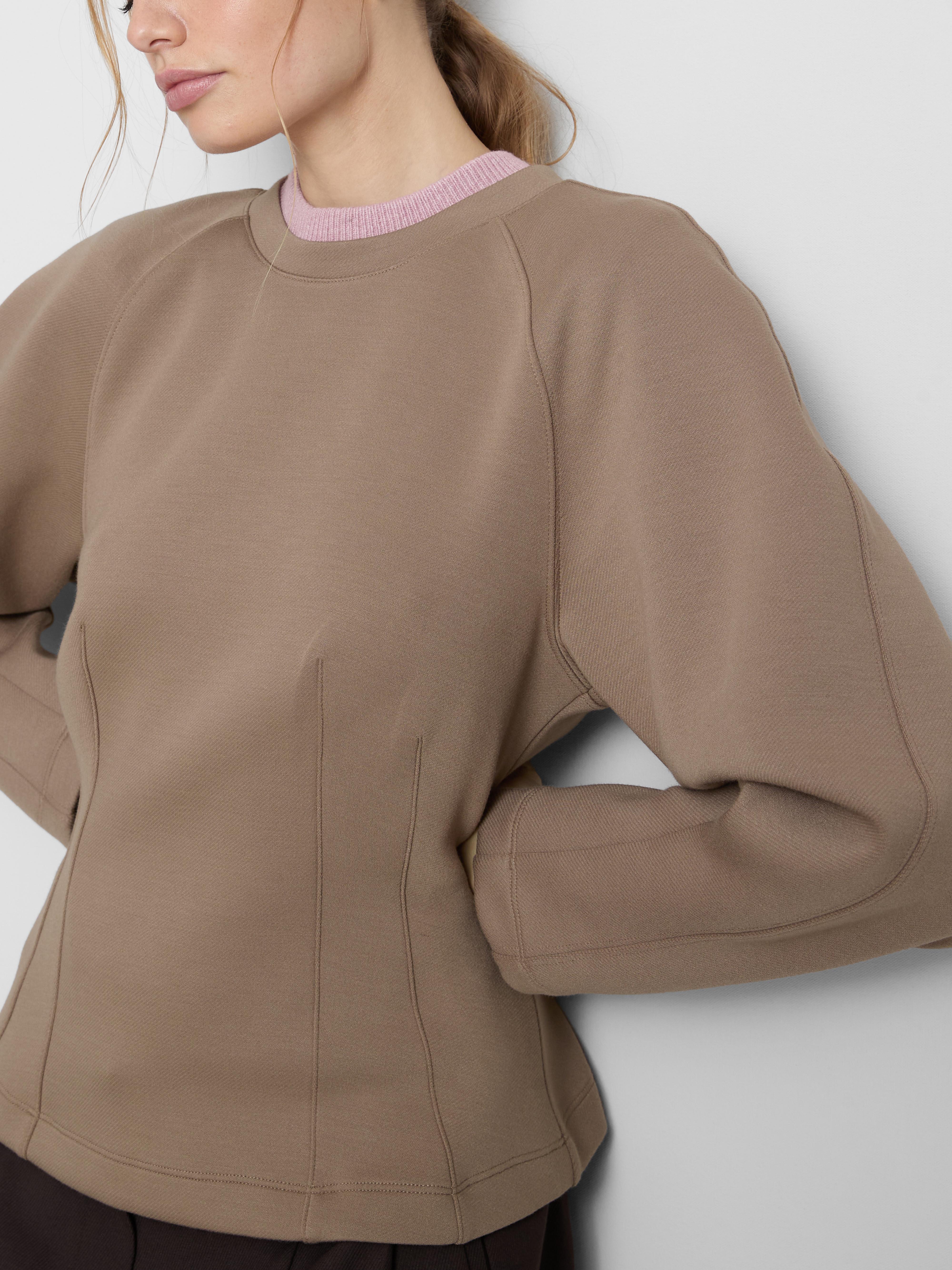 Women's Mocha The Edit Structured Crew Neck Sweate