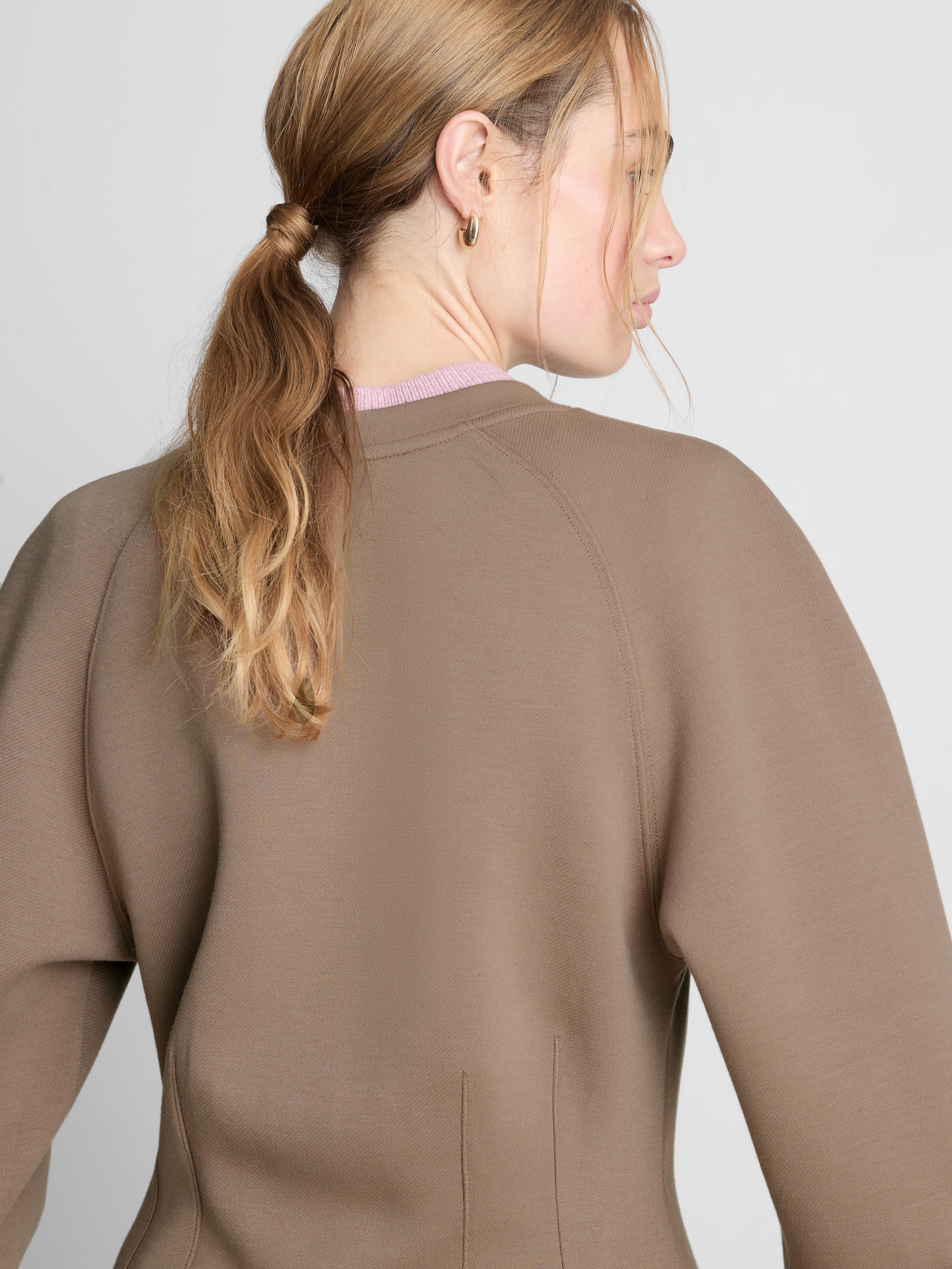 Women's Mocha The Edit Structured Crew Neck Sweate
