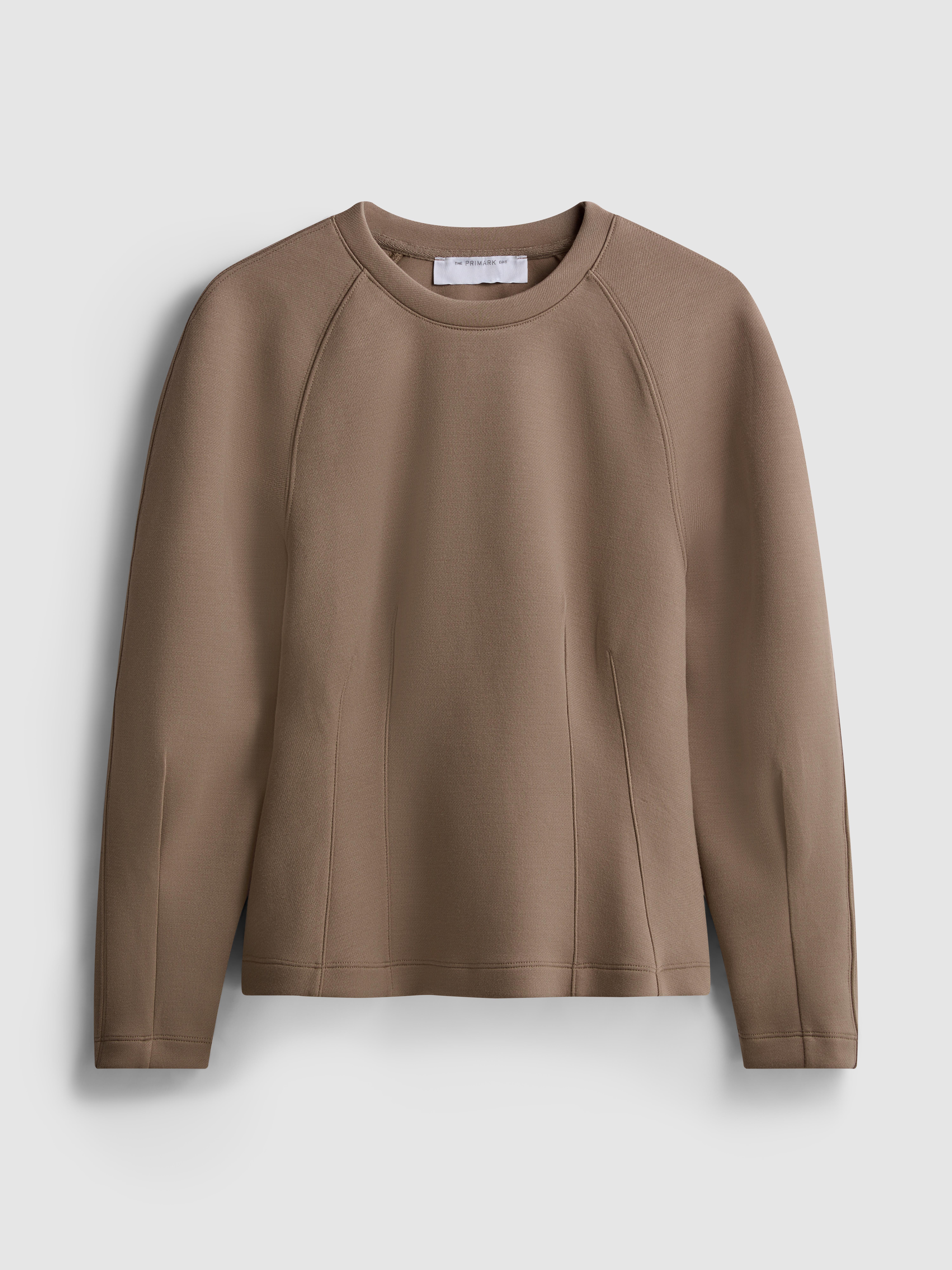 Women's Mocha The Edit Structured Crew Neck Sweate