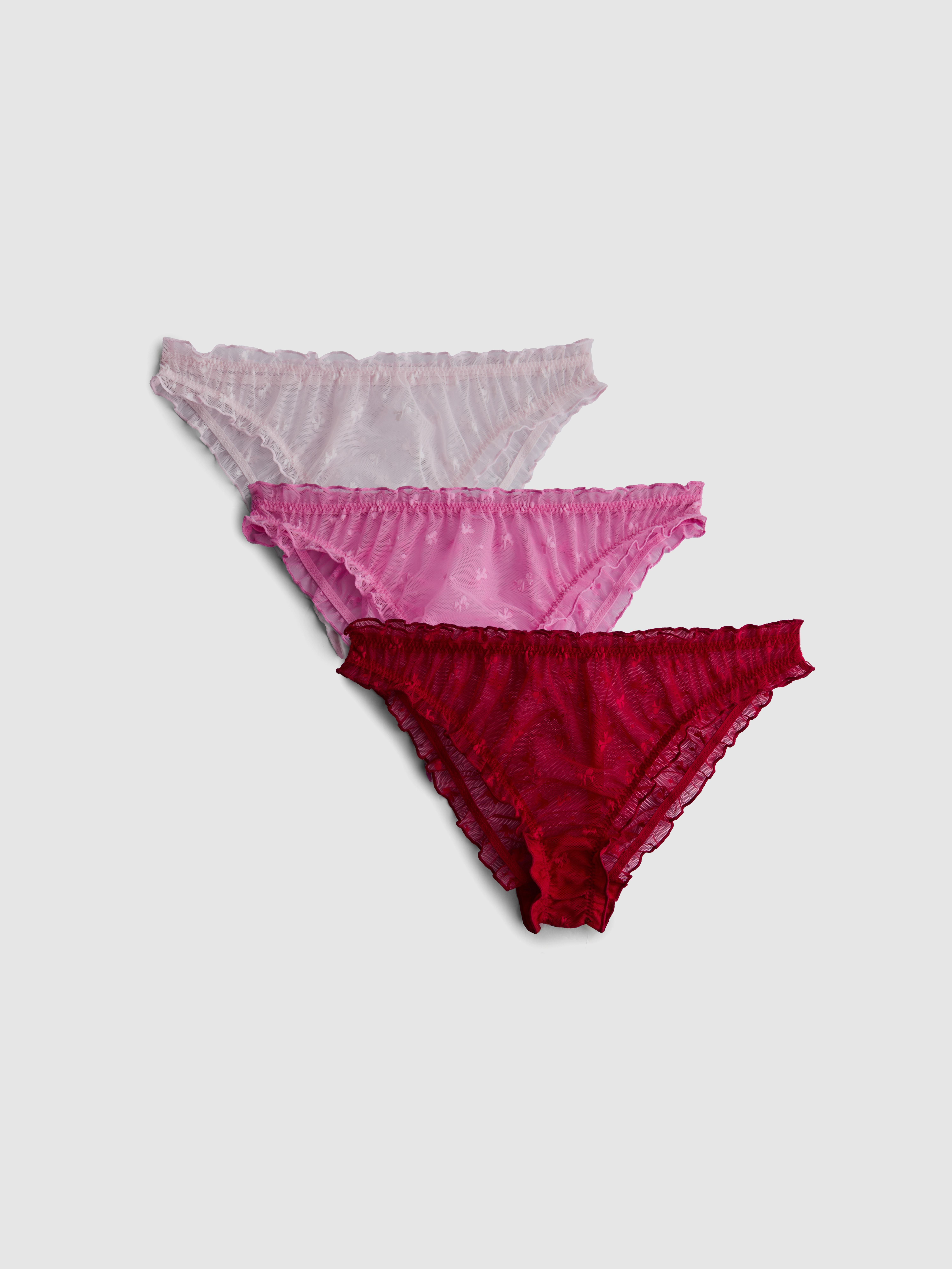 Slips met strikjes en ruches, set van 3