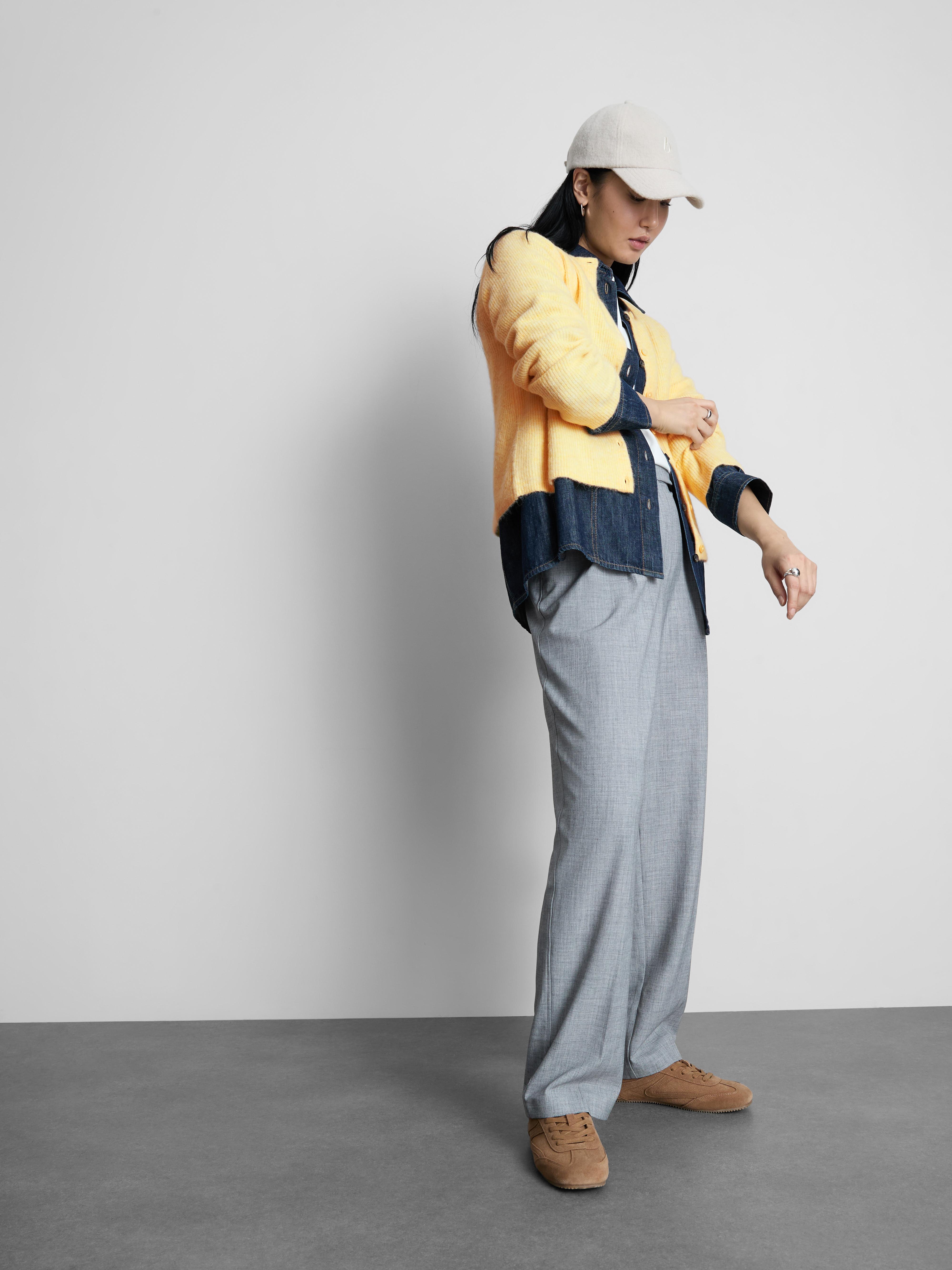 The Edit Wool Rich Ribbed Cardigan