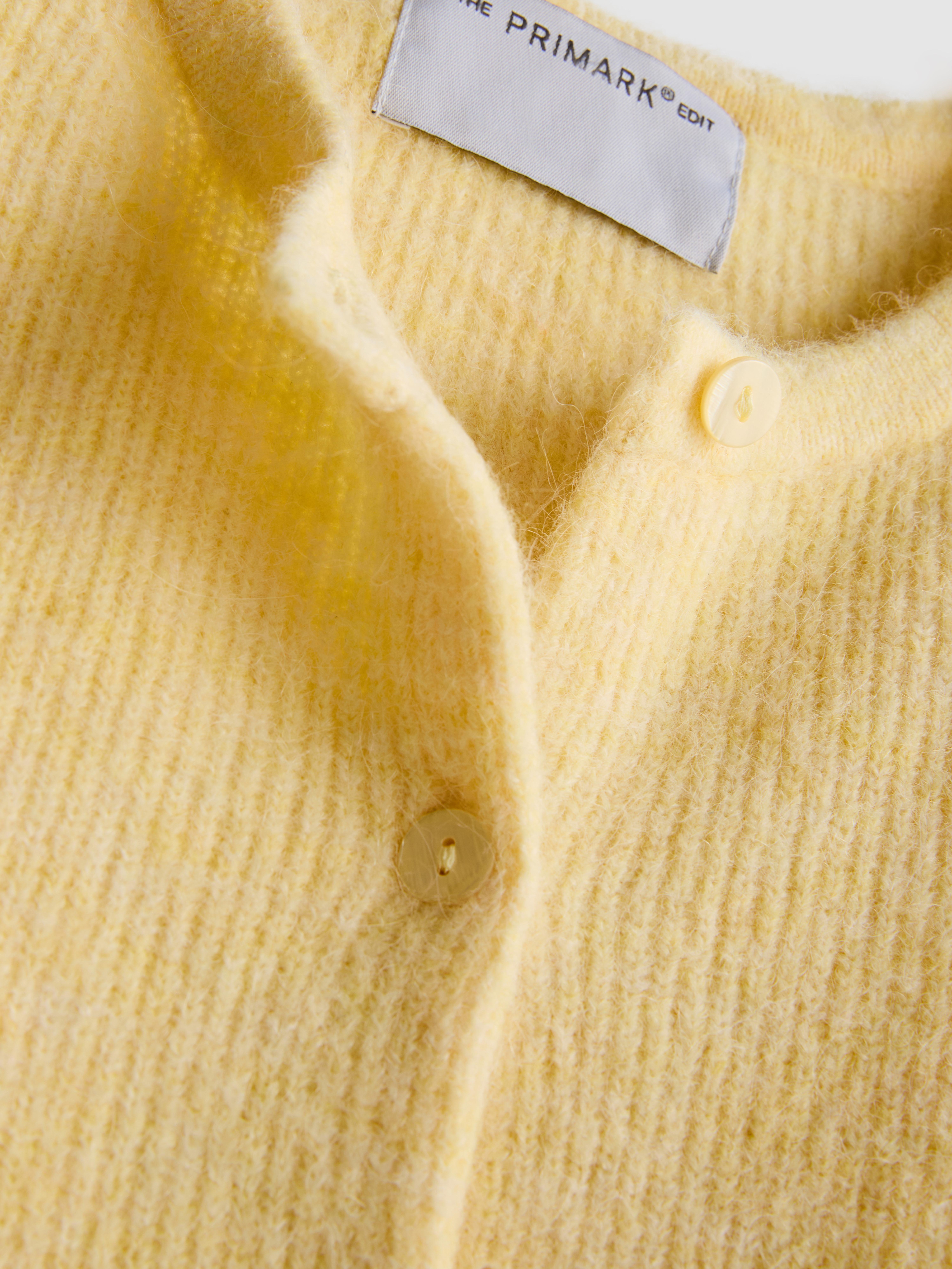 The Edit Wool Rich Ribbed Cardigan