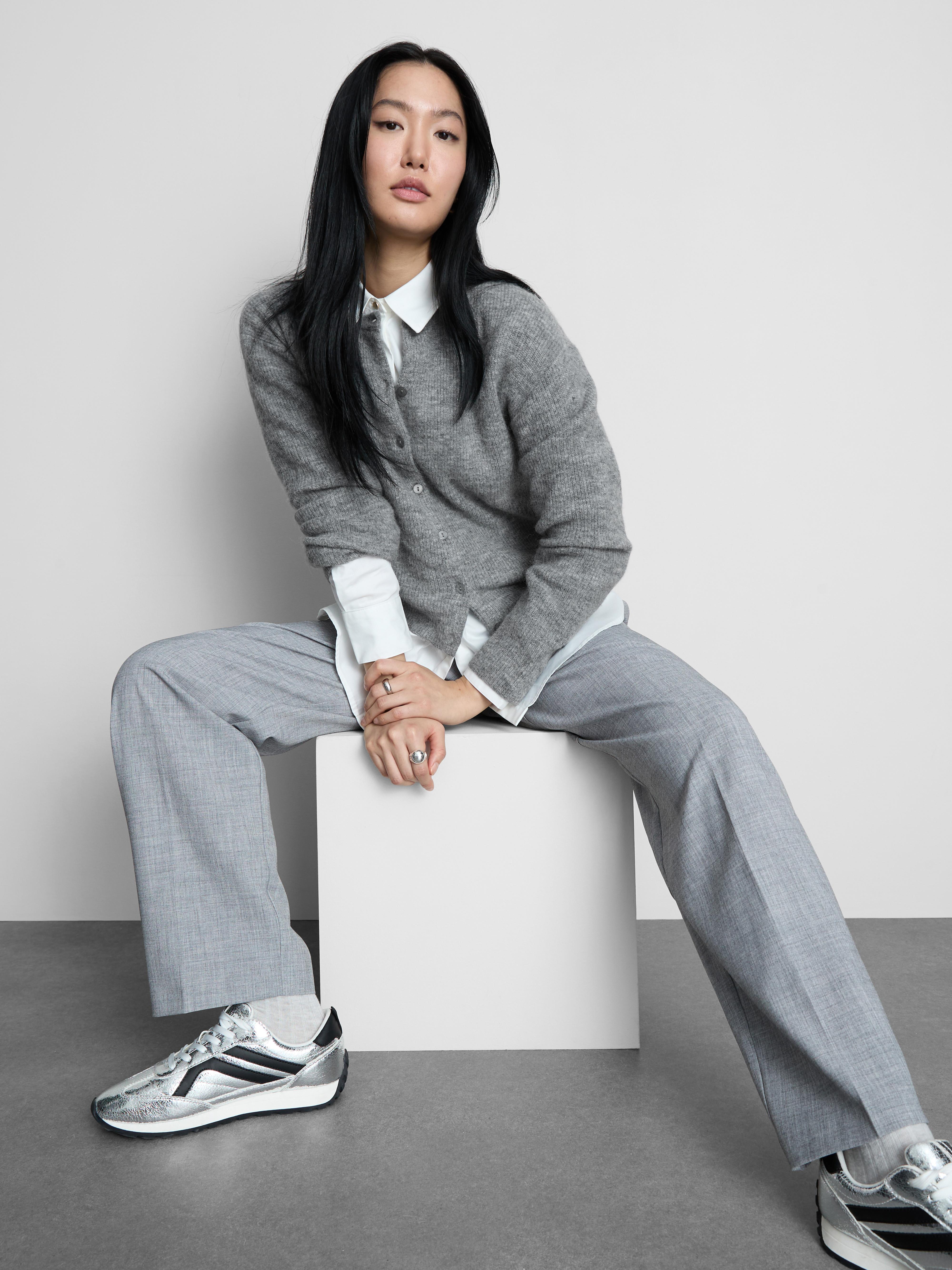 The Edit Wool Rich Ribbed Cardigan