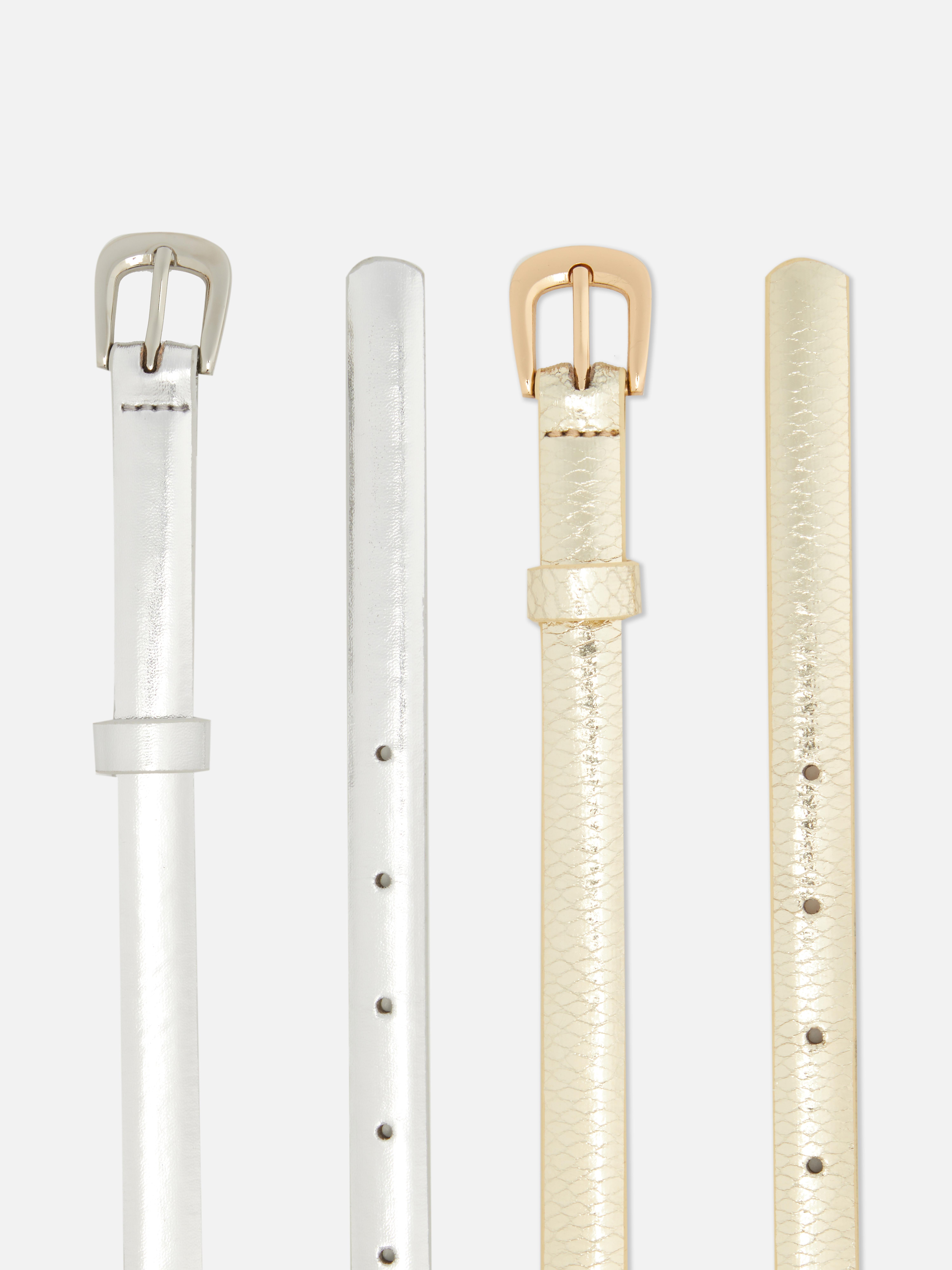 2pk Metallic Skinny Belts