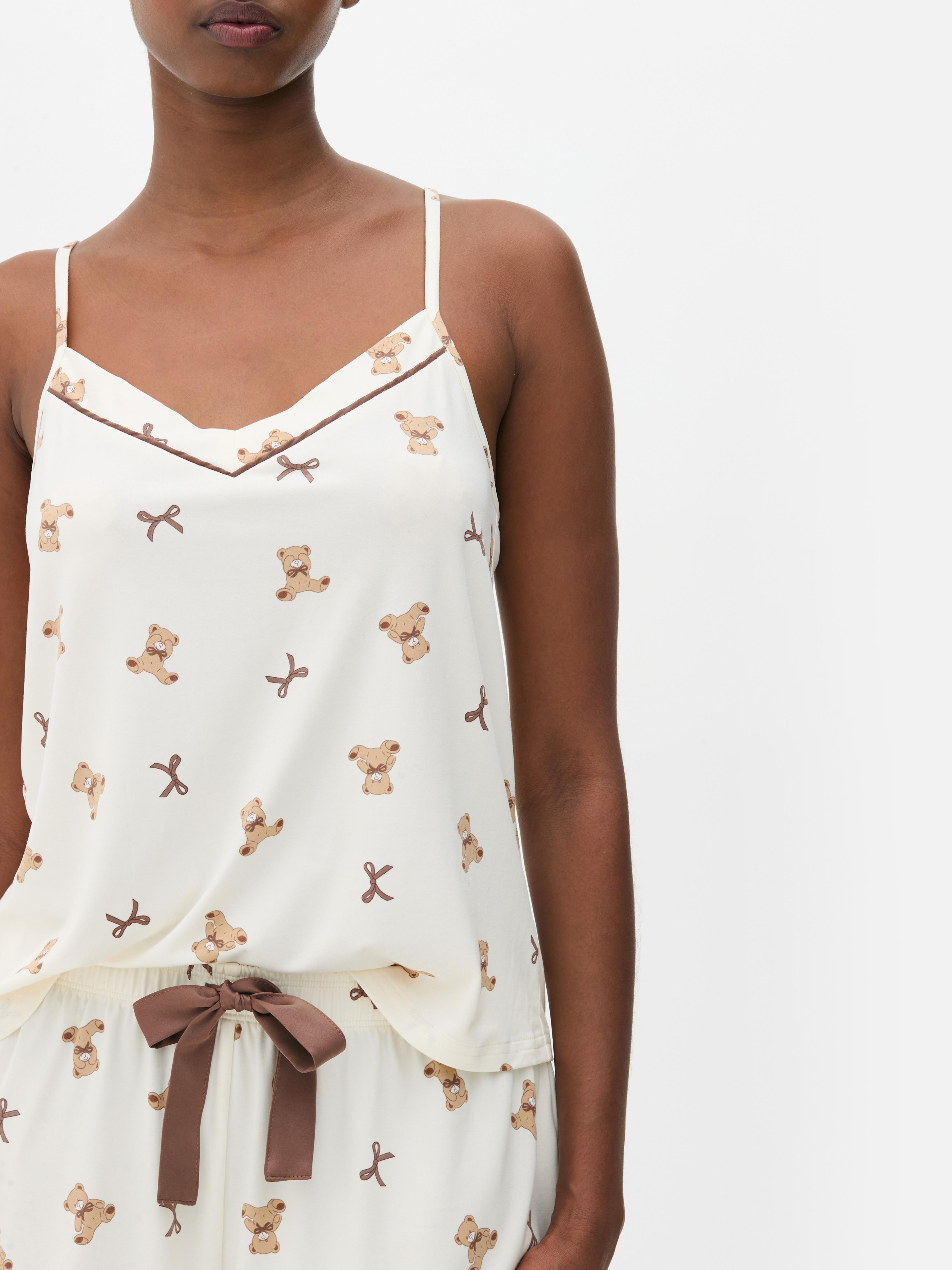 Calções/top alças pijama ursinho peluche