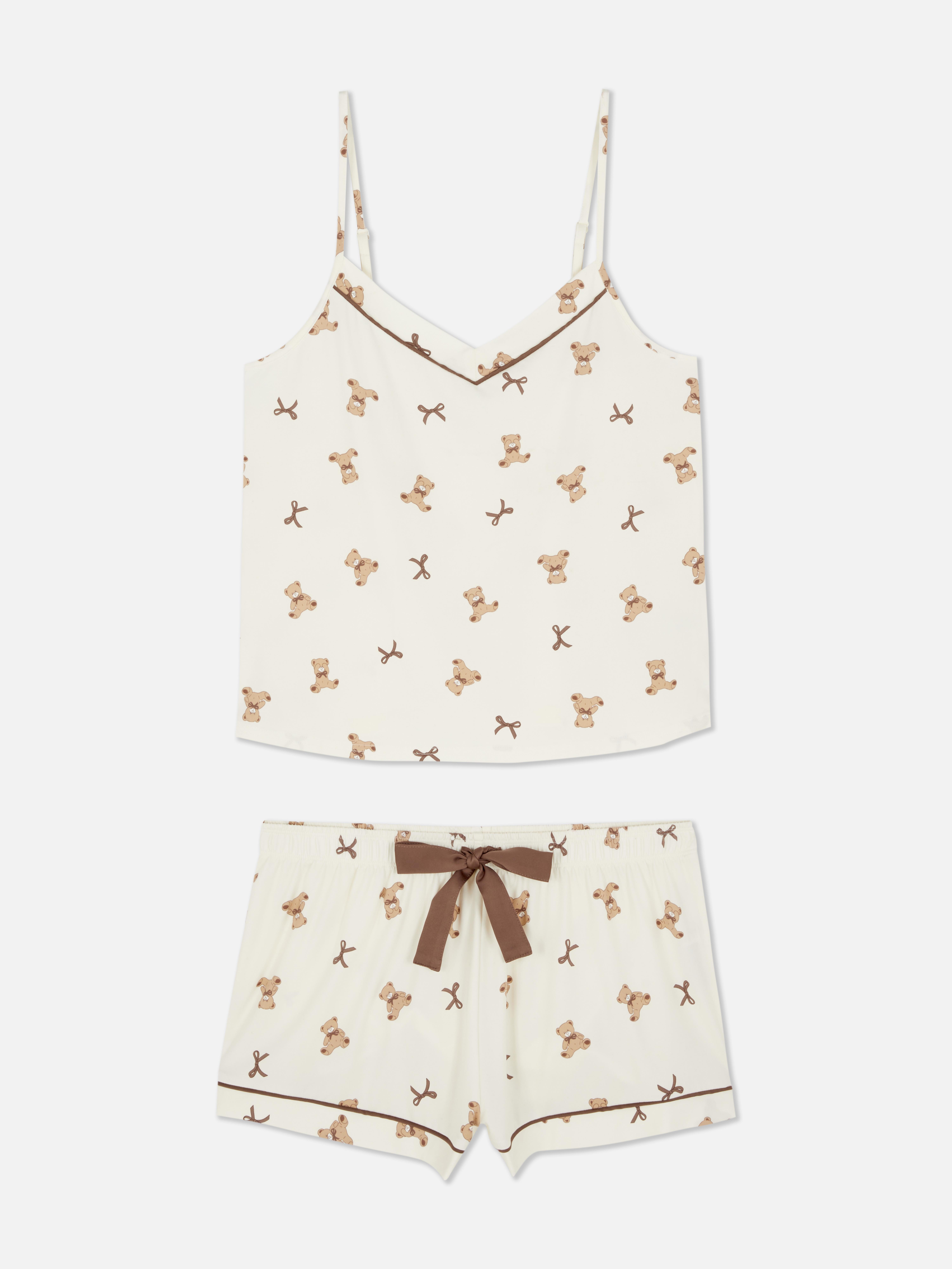 Calções/top alças pijama ursinho peluche