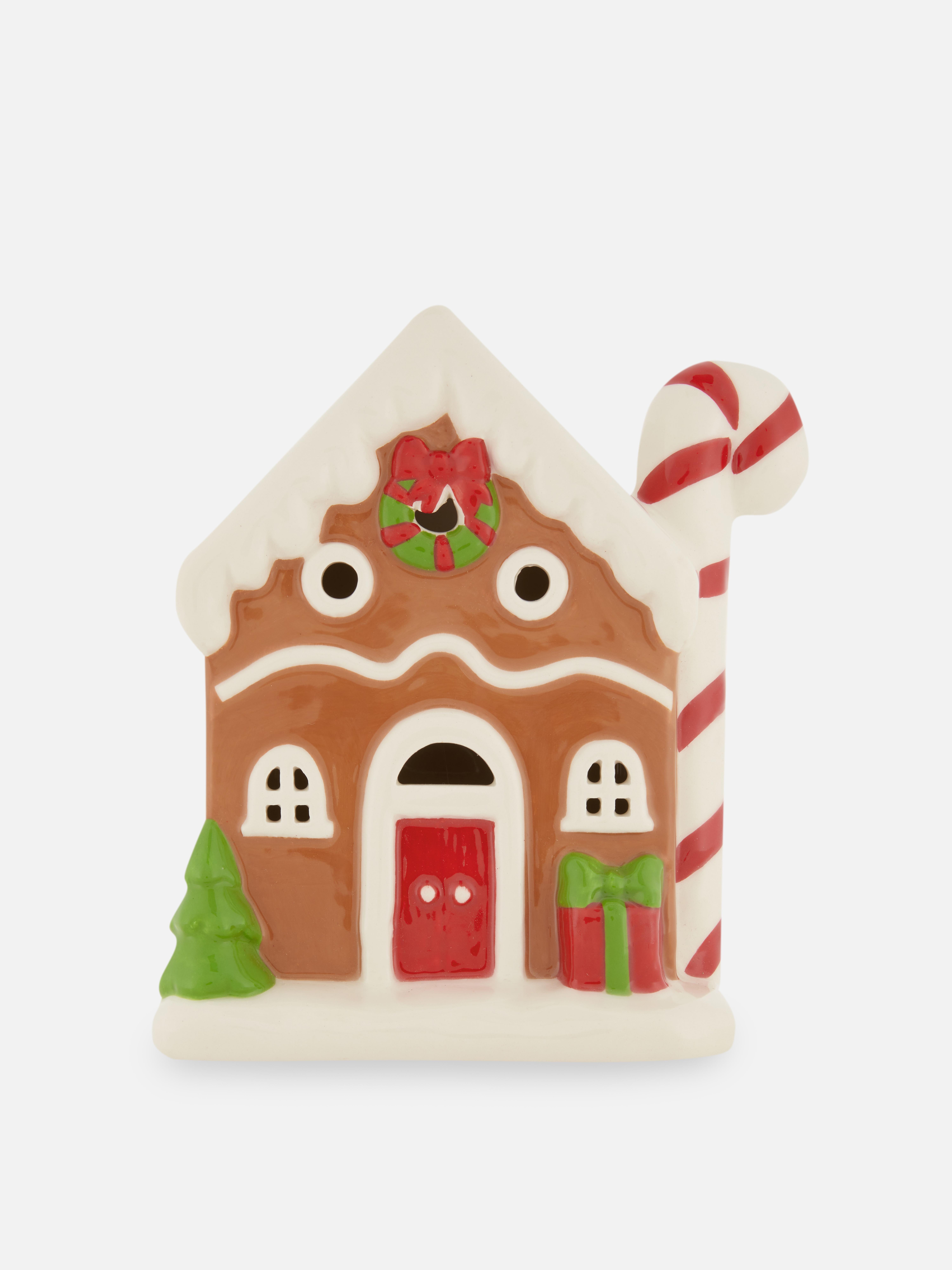 Keramik-Lebkuchenhaus mit LED-Licht