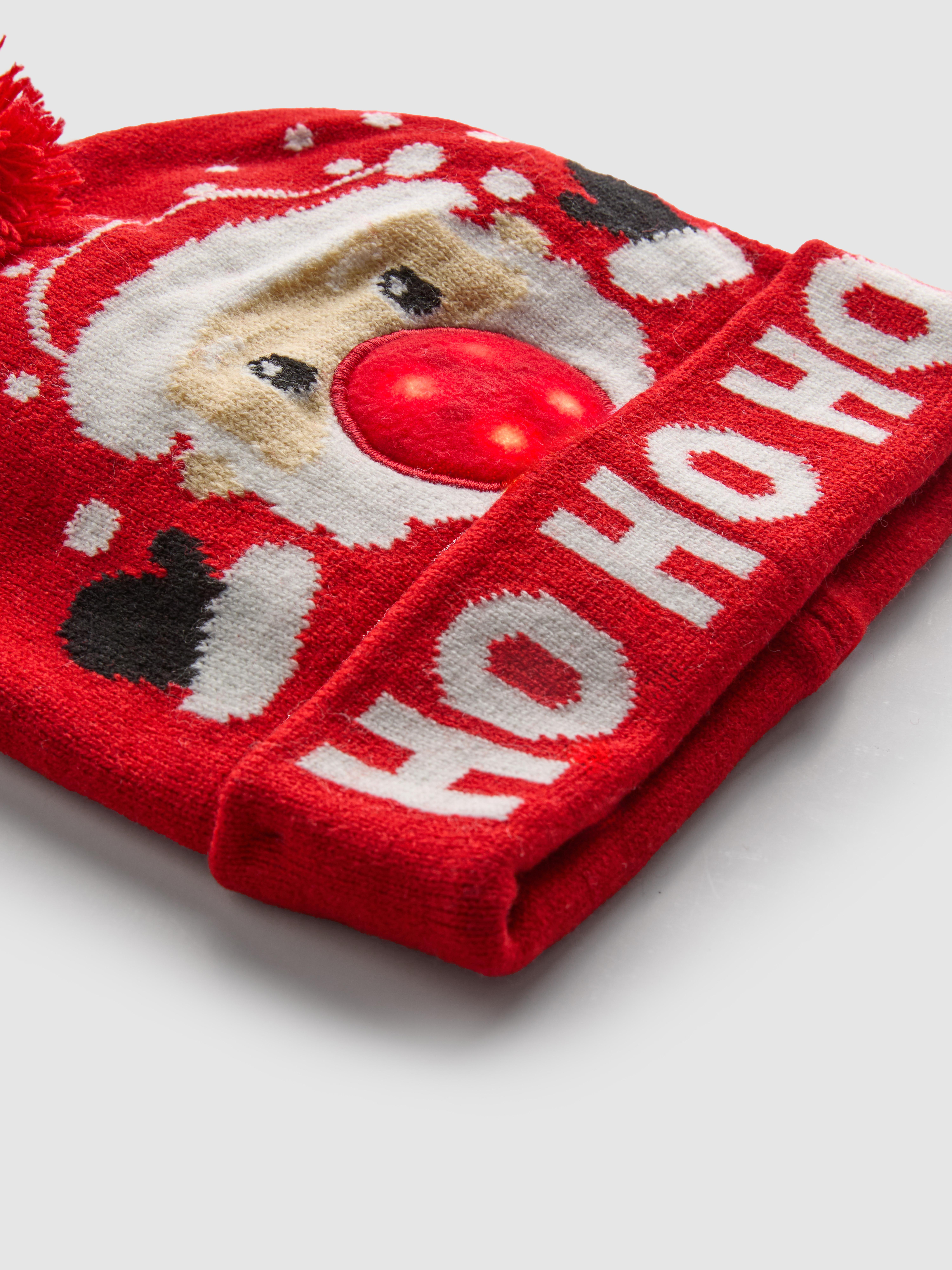 Christmas Santa Light Up Pom-Pom Beanie