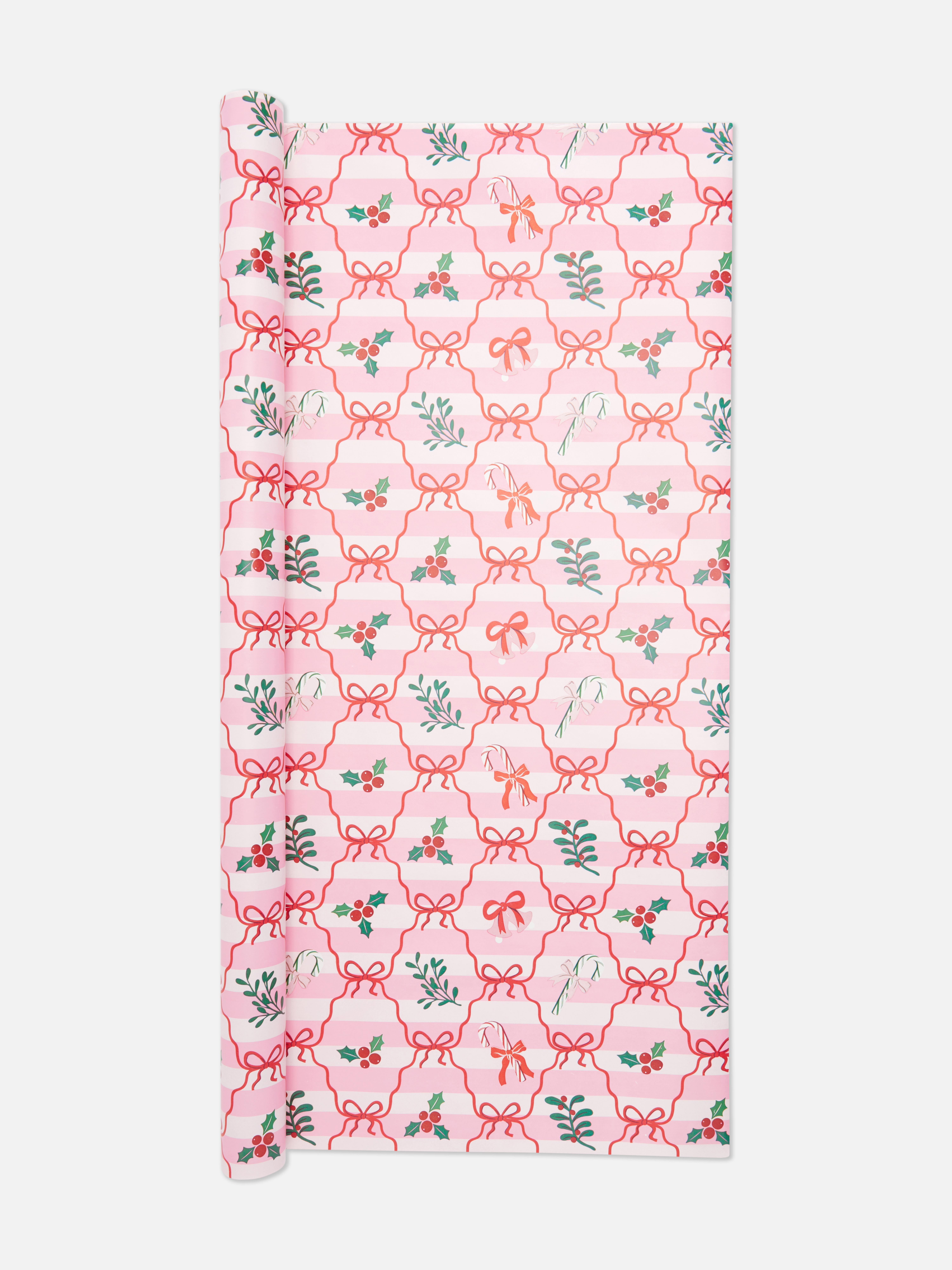 8m Christmas Holly and Bow Wrapping Paper