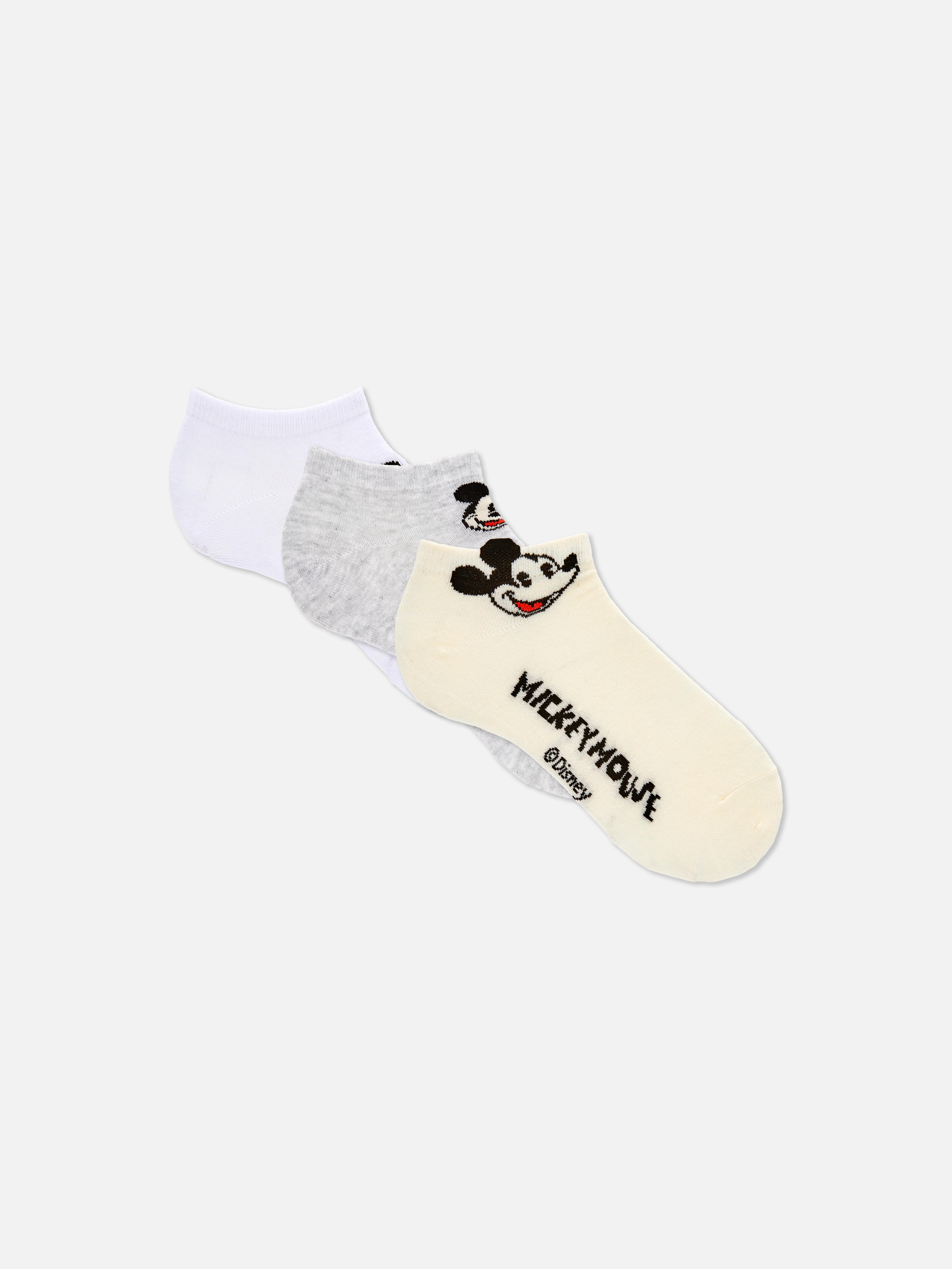 Women's Gray Heather 3pk Disney’s Mickey Mouse Cotton Rich Sneaker Socks