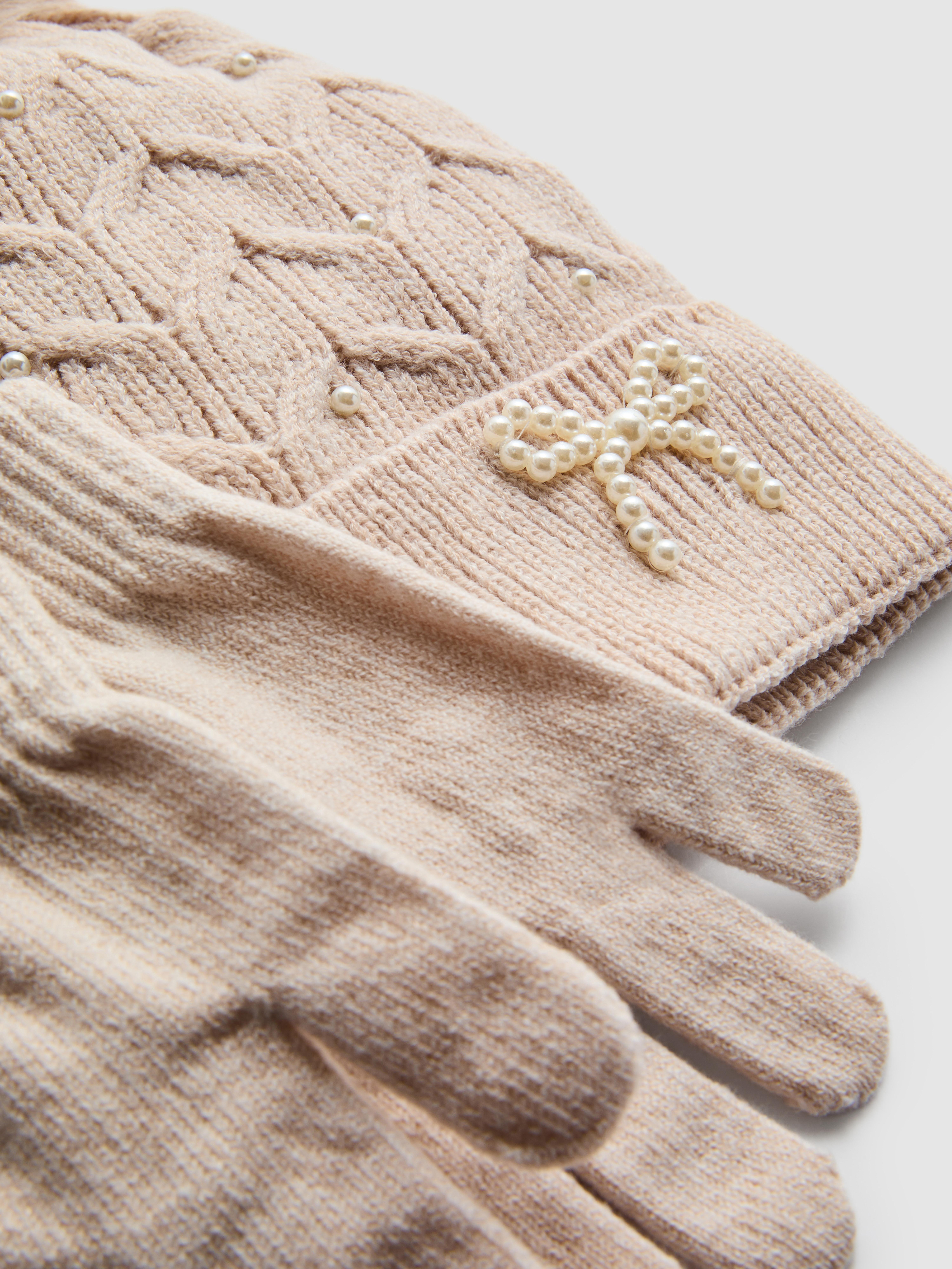 Faux Pearl Embellished Winter Accessory Set
