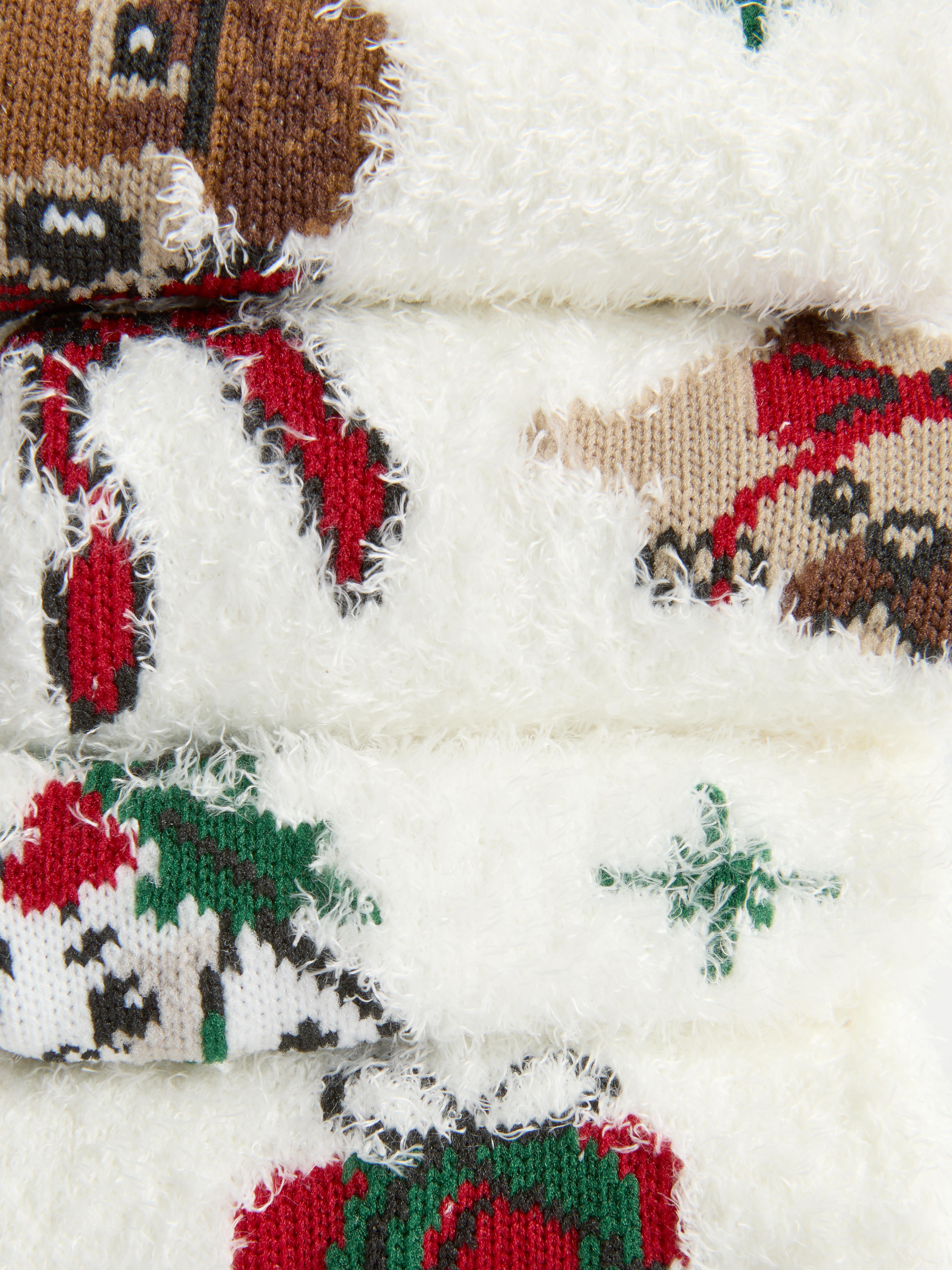 Warme kerstsokken met hondprint voor dames, 2 paar