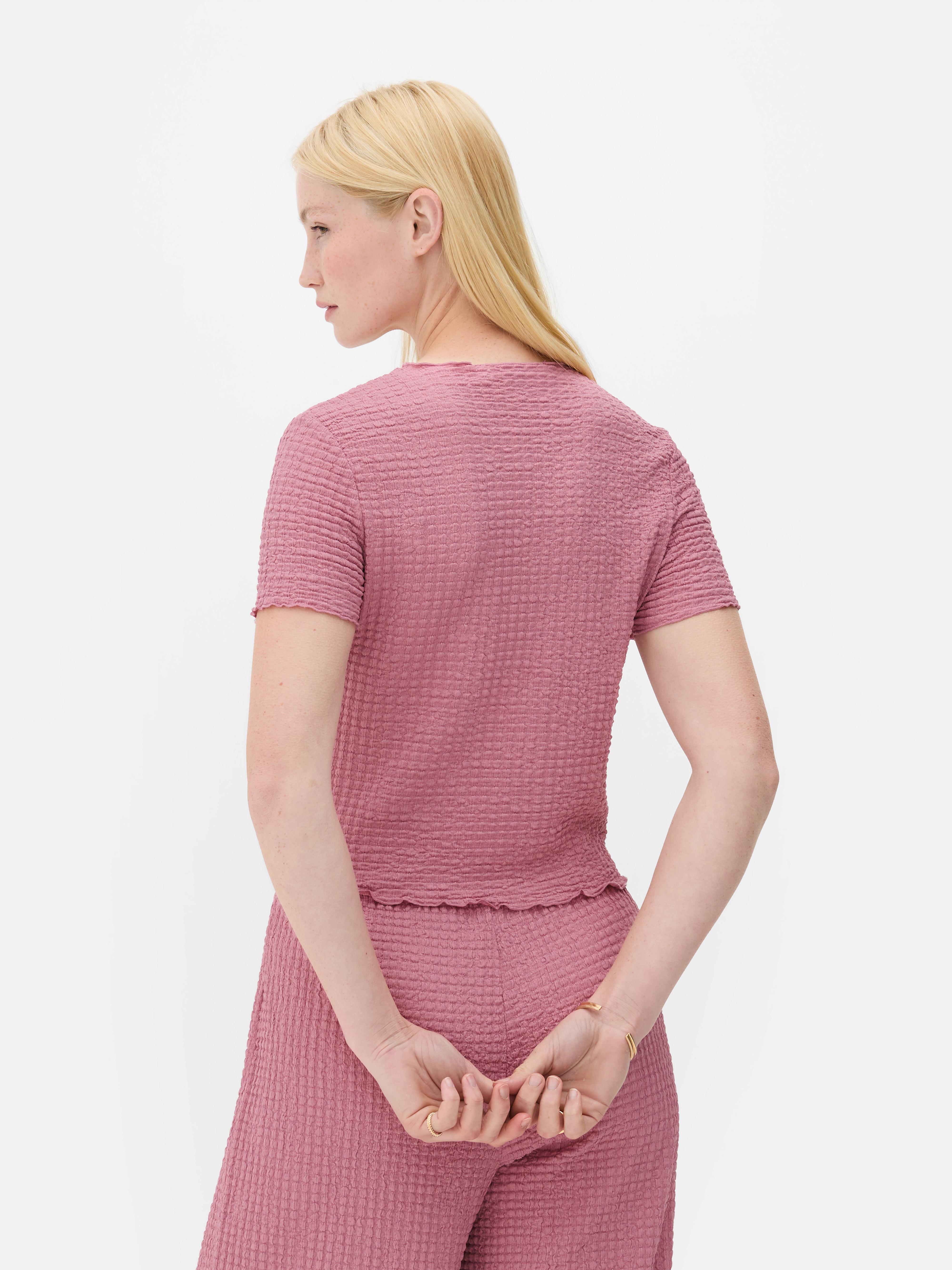 Top in Knitteroptik mit Rundhalsausschnitt