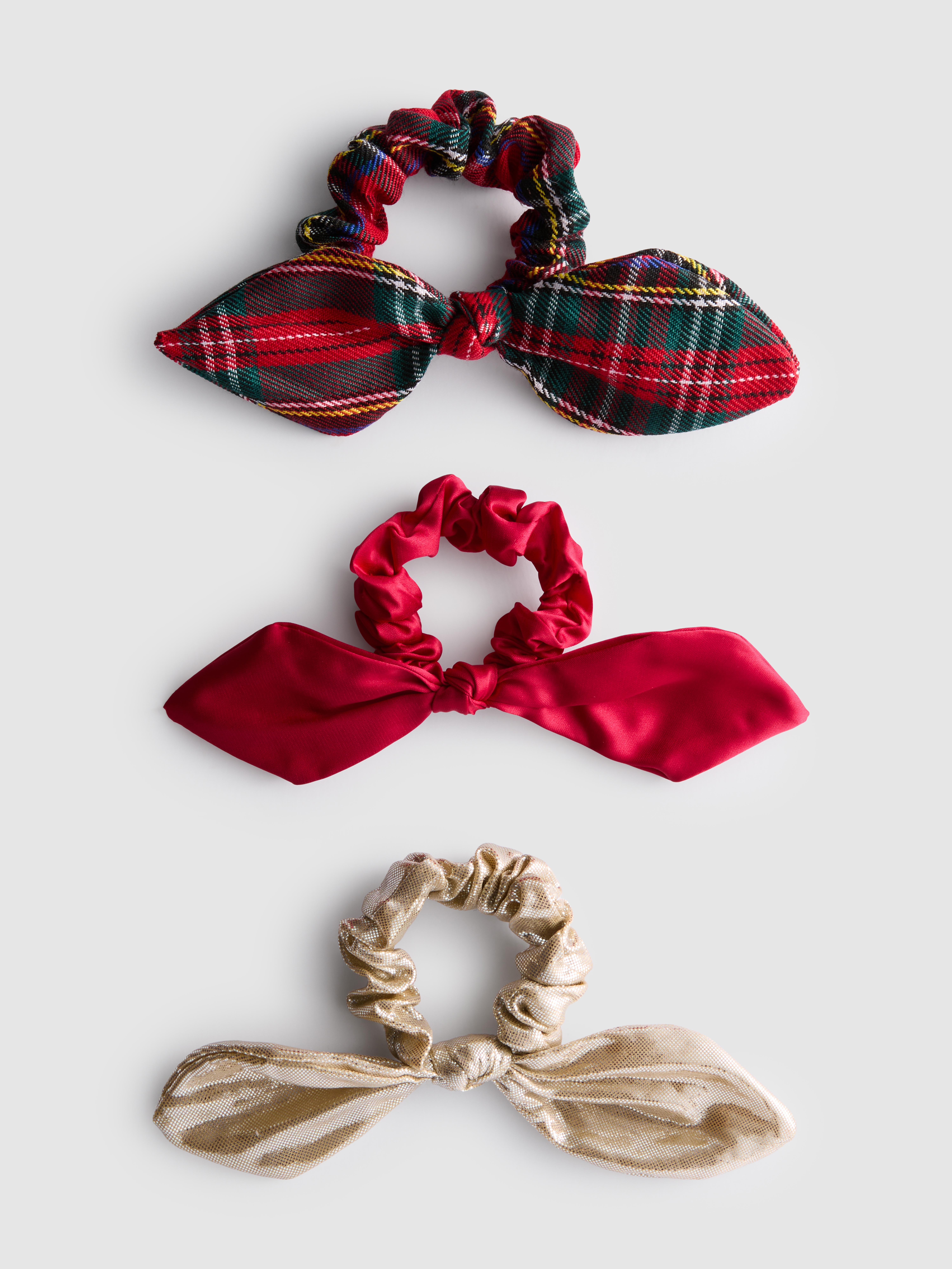 3pk Christmas Bow Hair Scrunchies