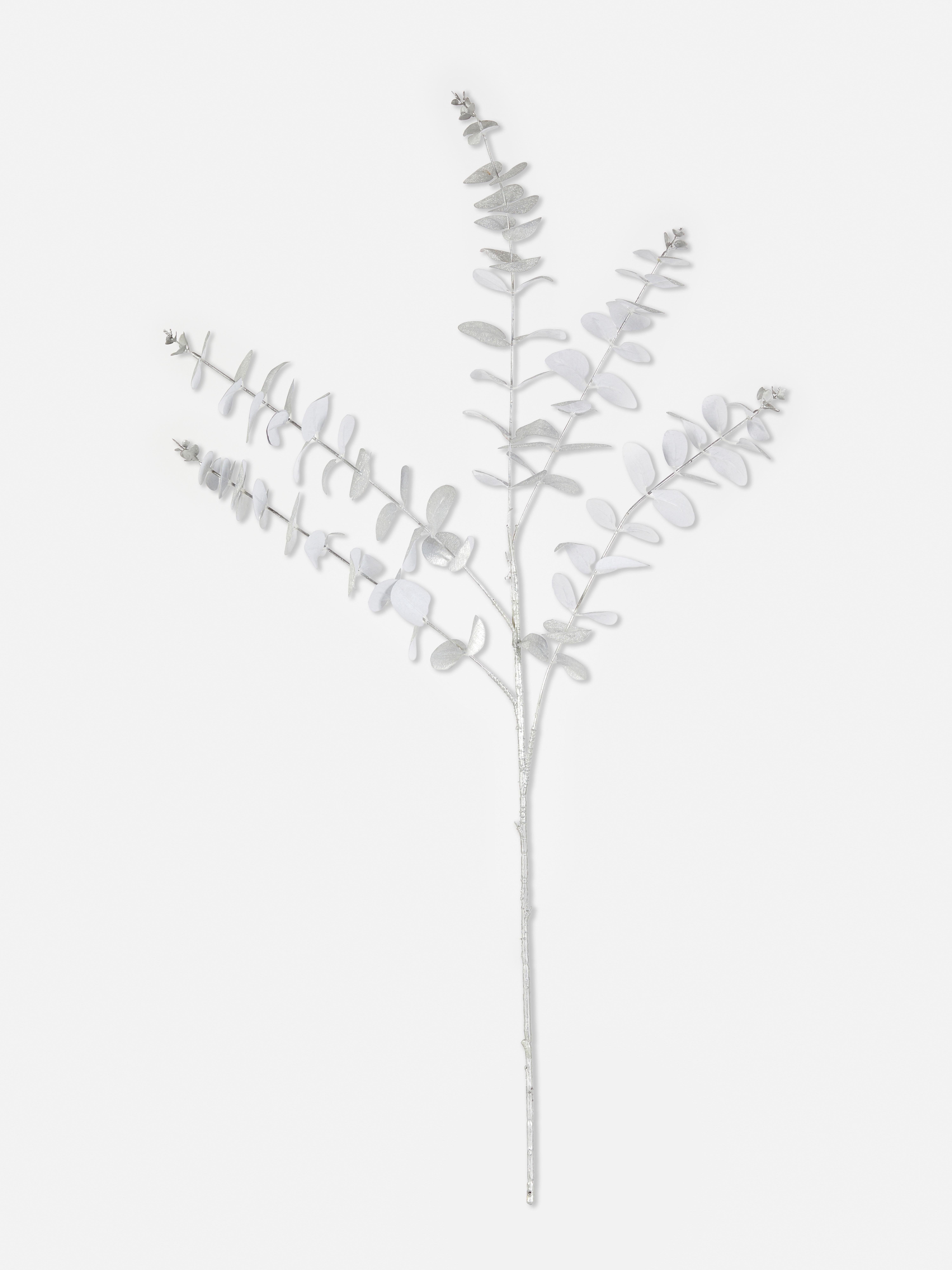 Faux Single Stem Metallic Eucalyptus Silver