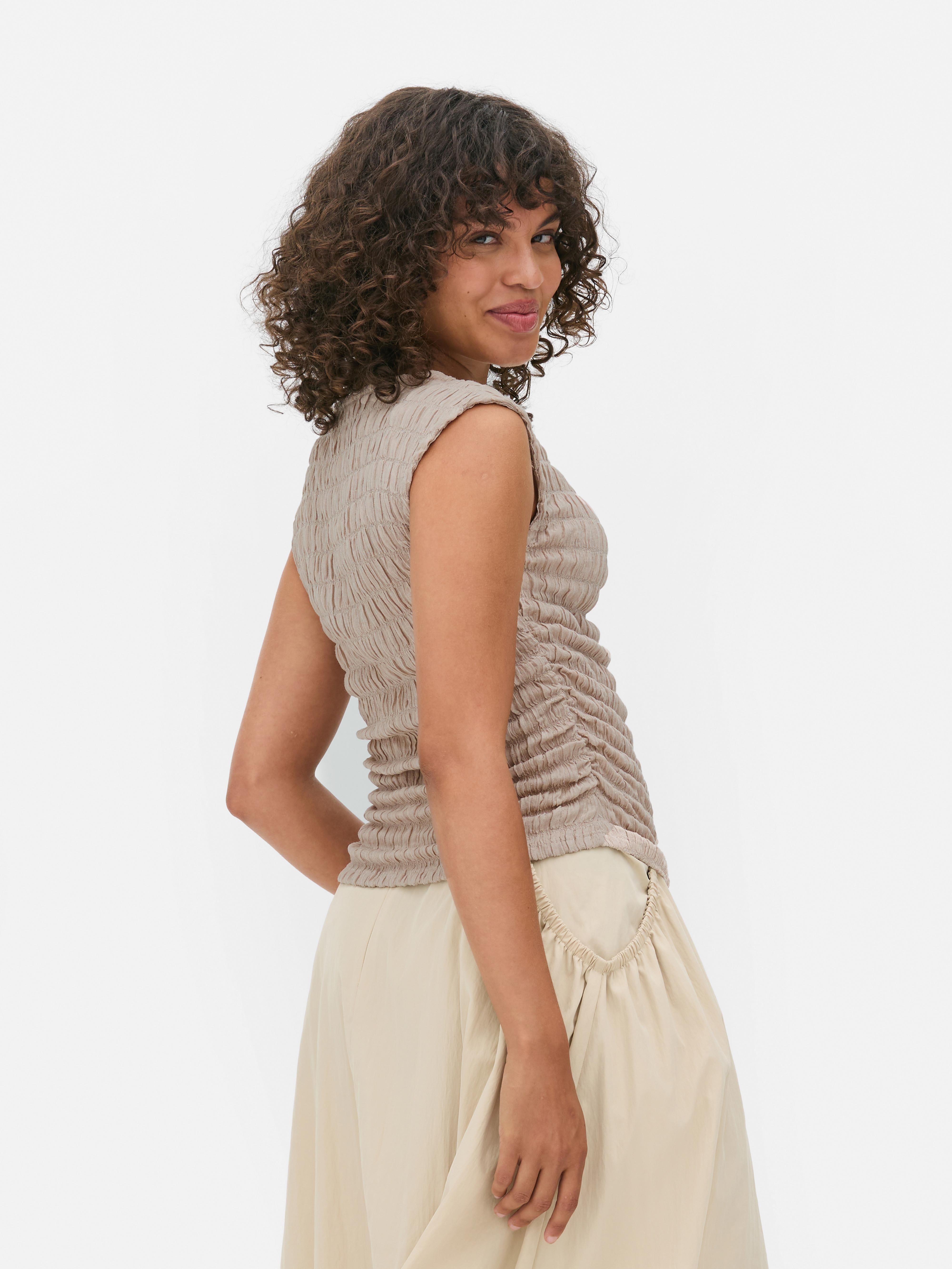 Women's Taupe Ruched Side Crinkle Tank Top | Primark