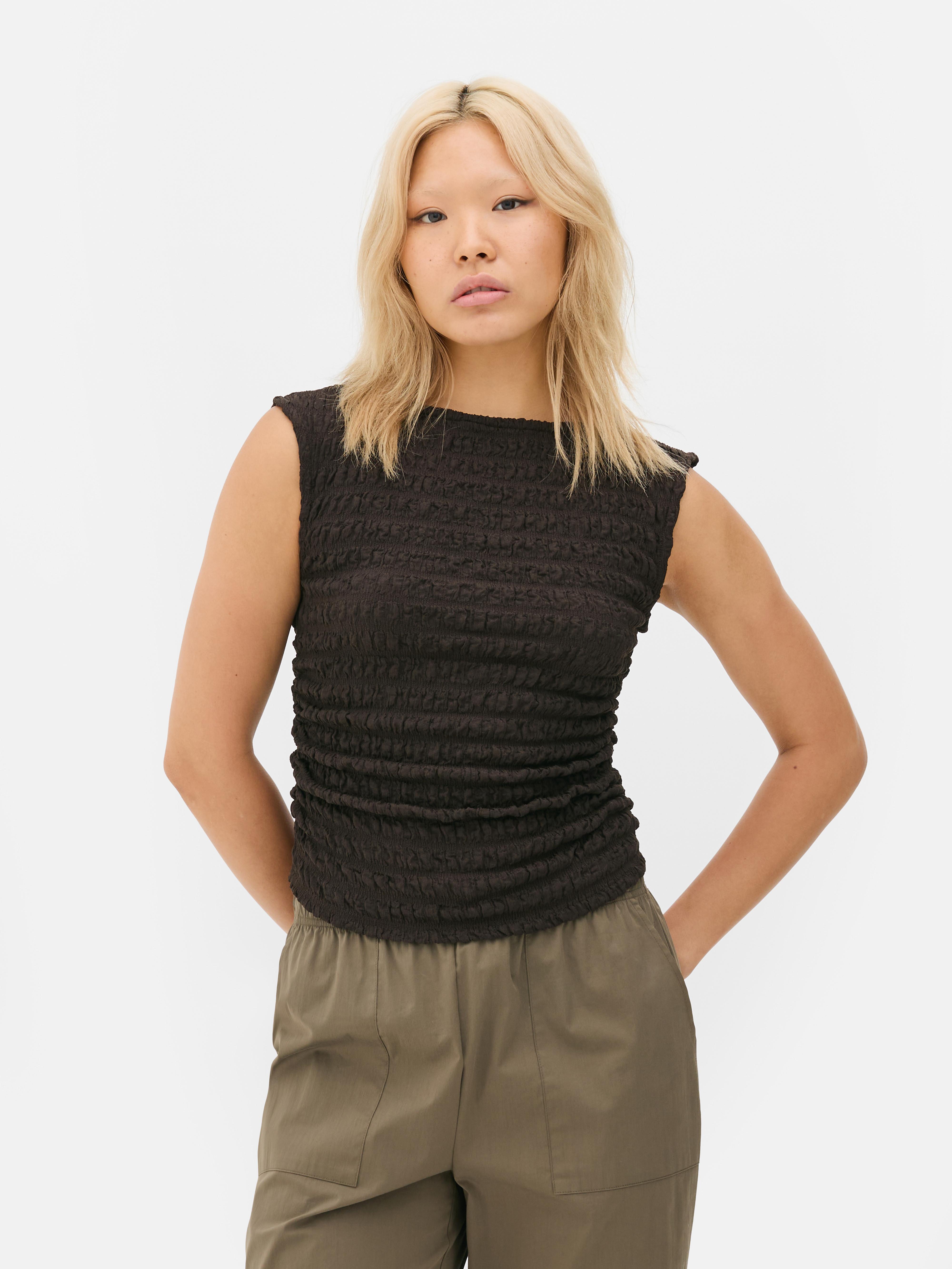 Women's Chocolate Ruched Side Crinkle Tank Top | Primark
