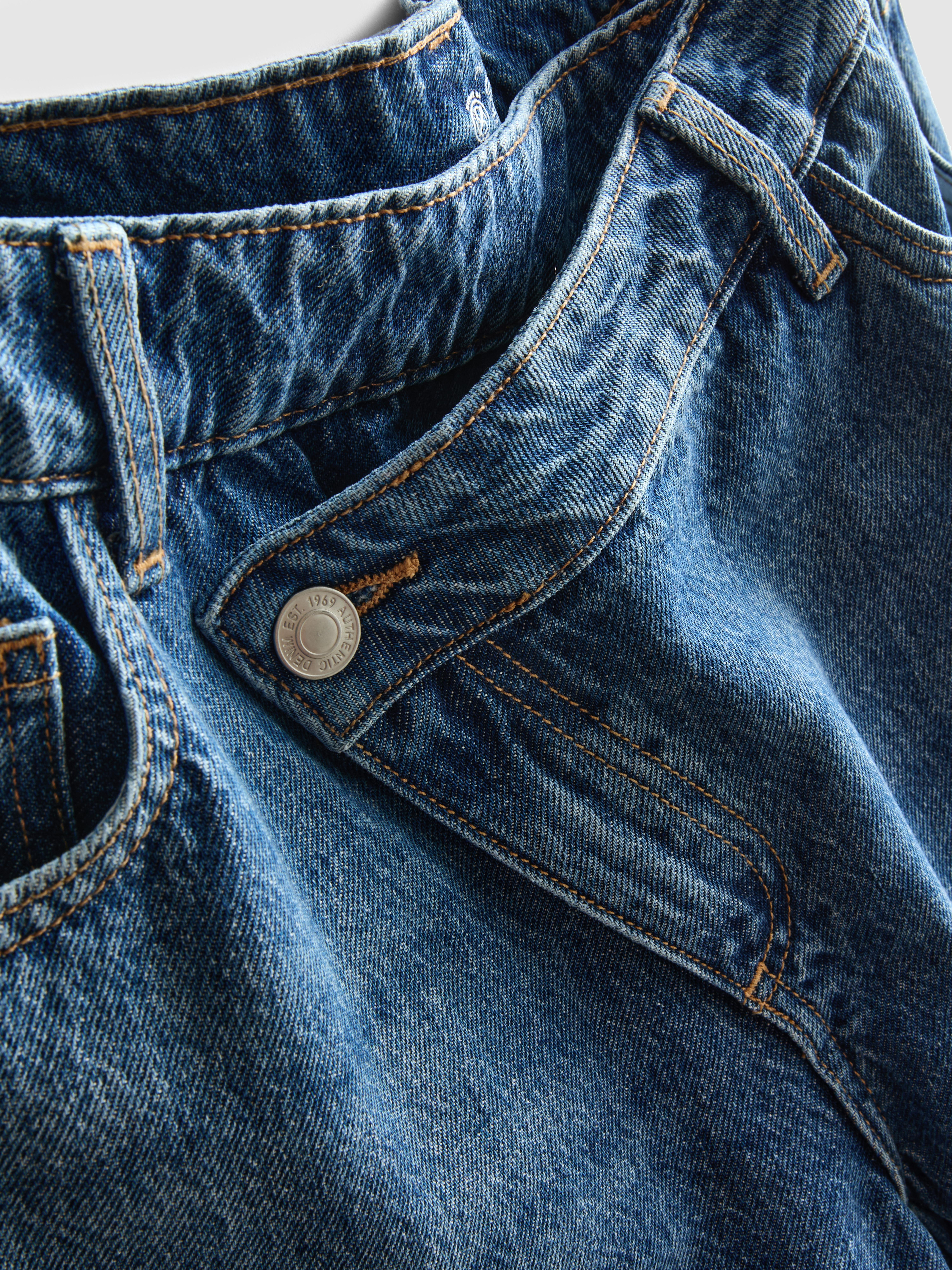 Asymmetric Waistband Straight Leg Jeans