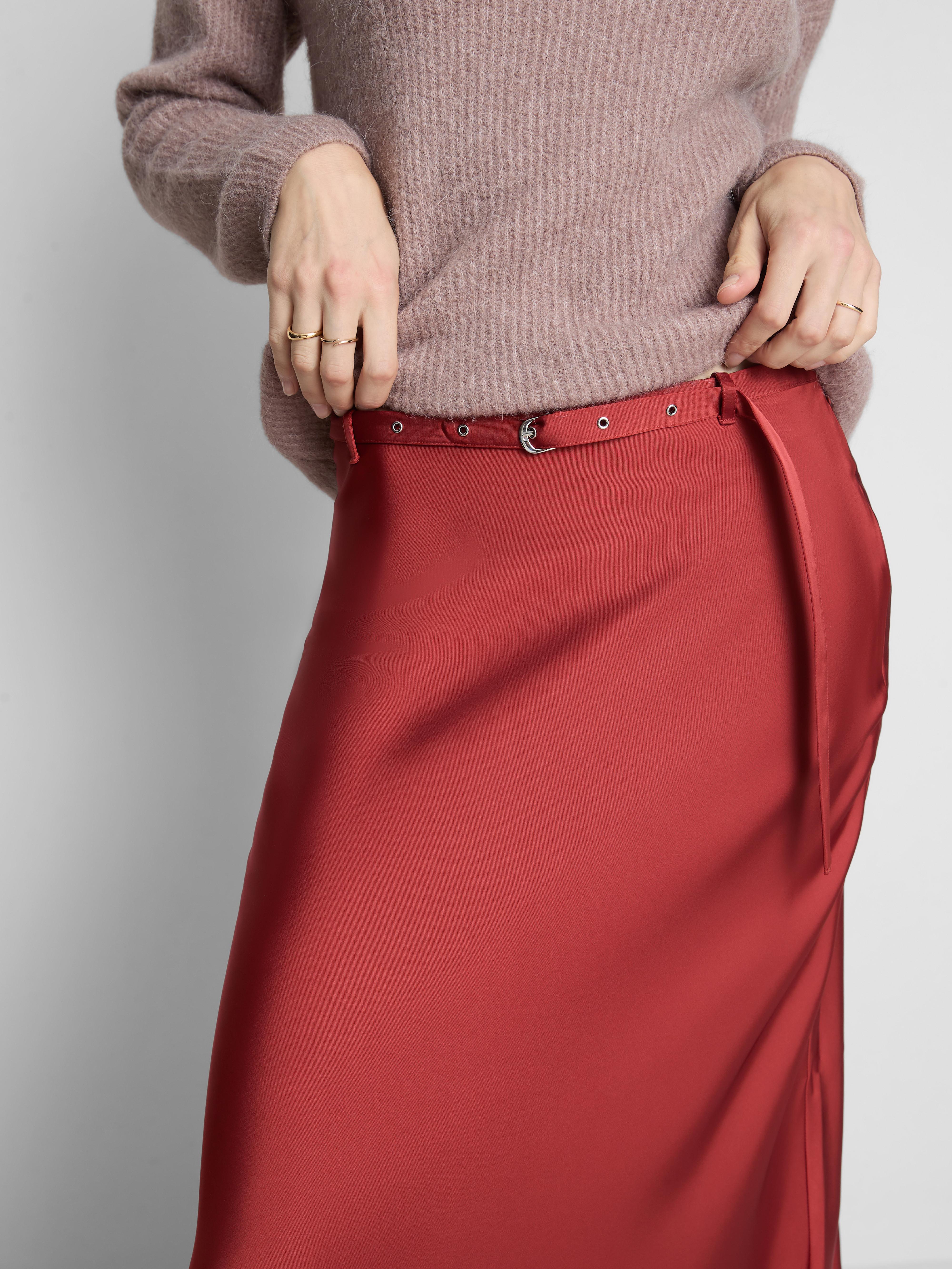 Satijnen midirok met ceintuur The Edit