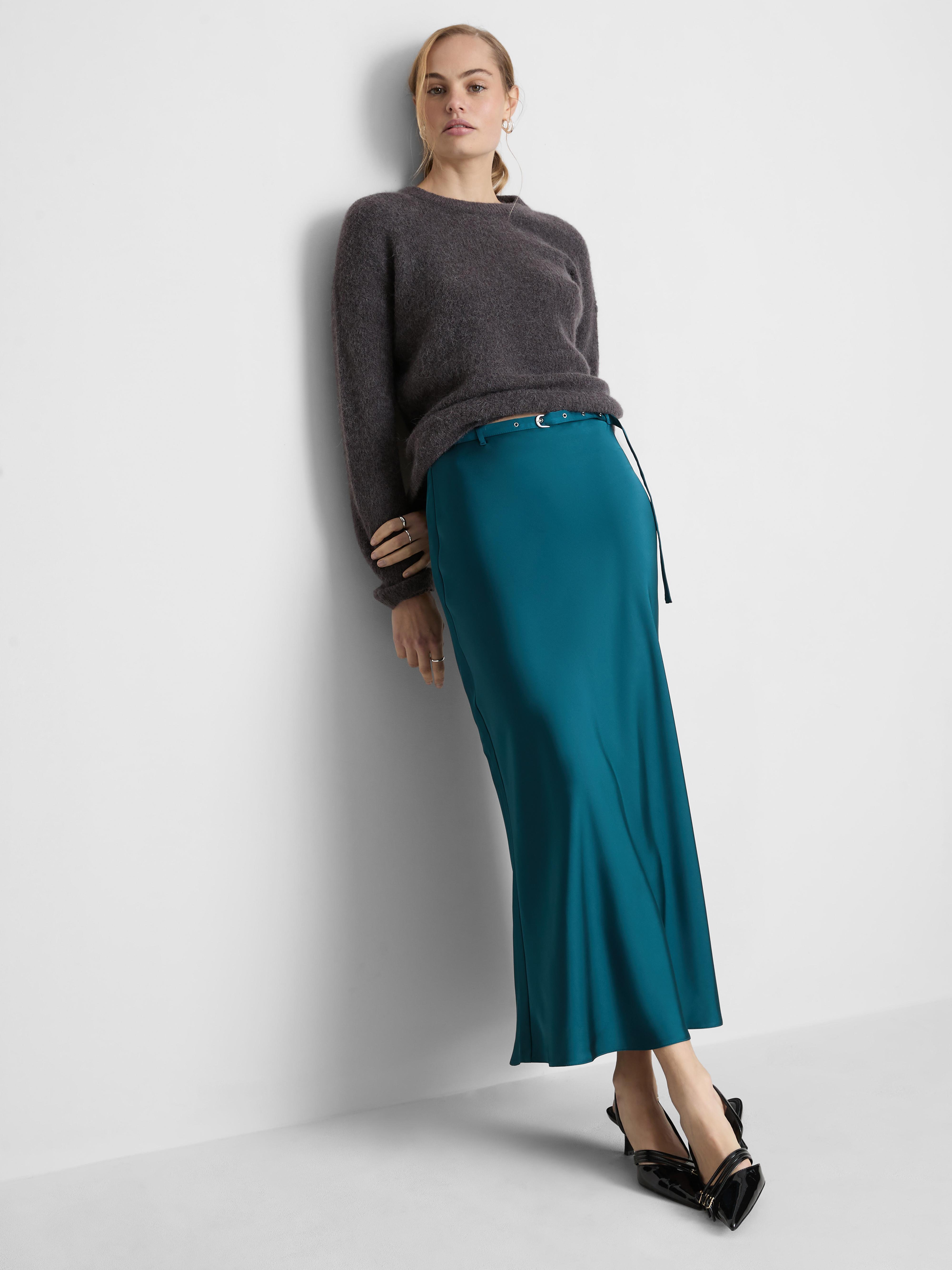 Satijnen midirok met ceintuur The Edit